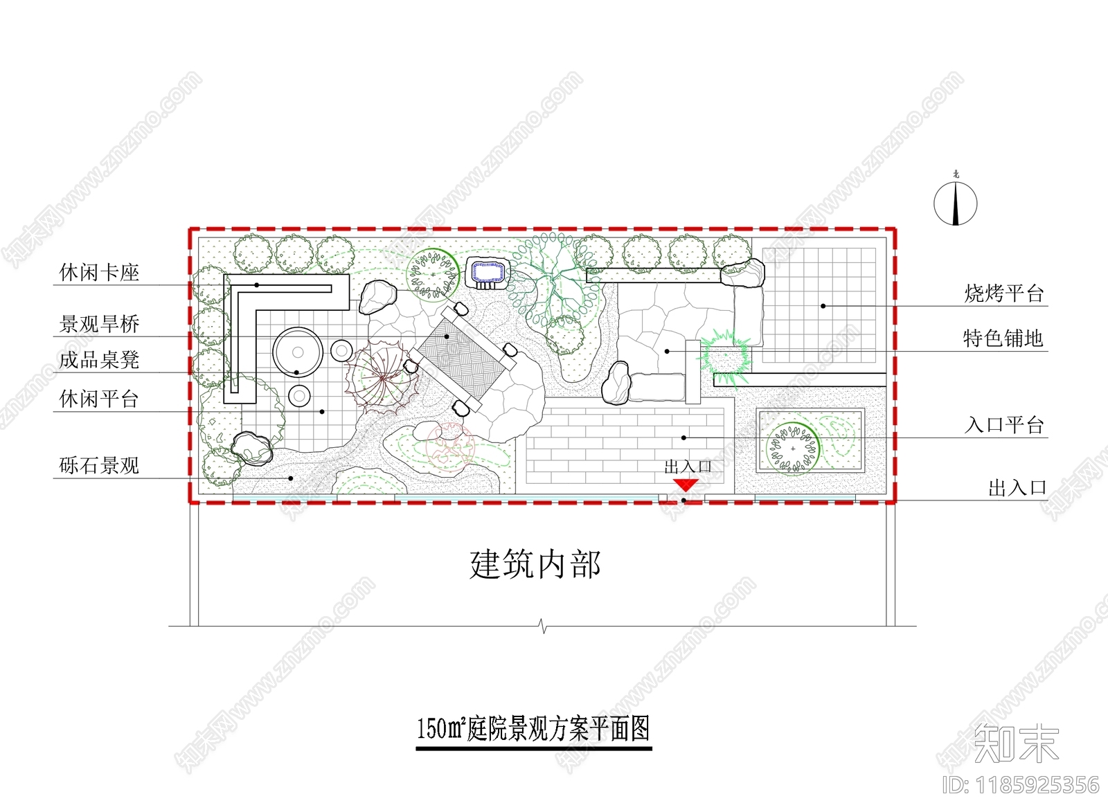 新中式禅意庭院施工图下载【ID:1185925356】
