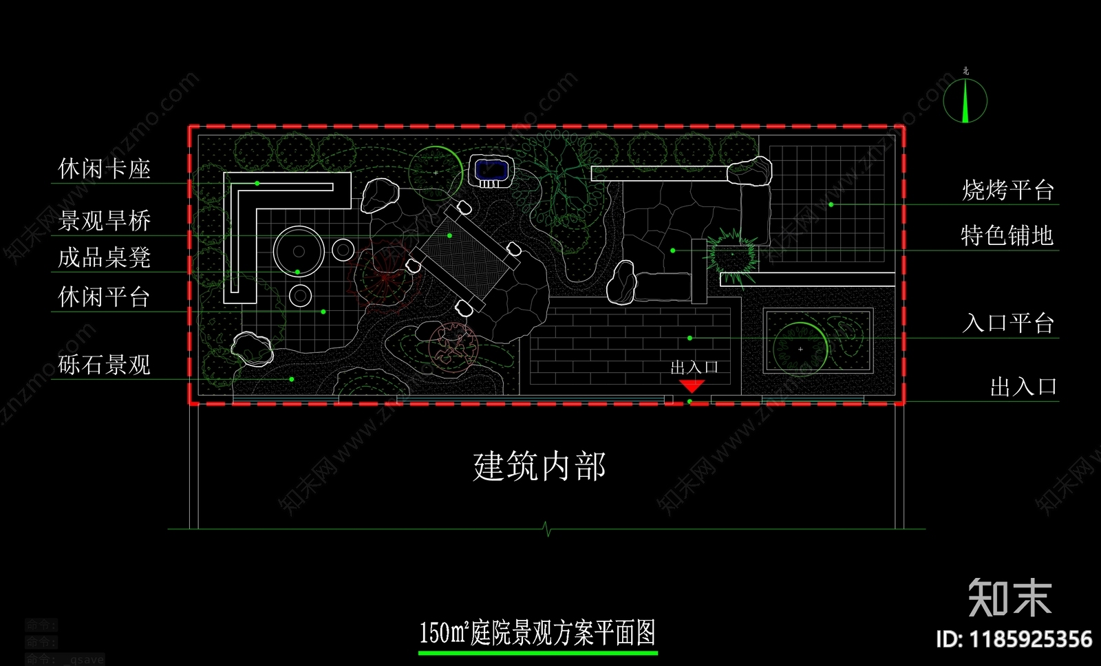 新中式禅意庭院cad施工图下载【ID:1185925356】