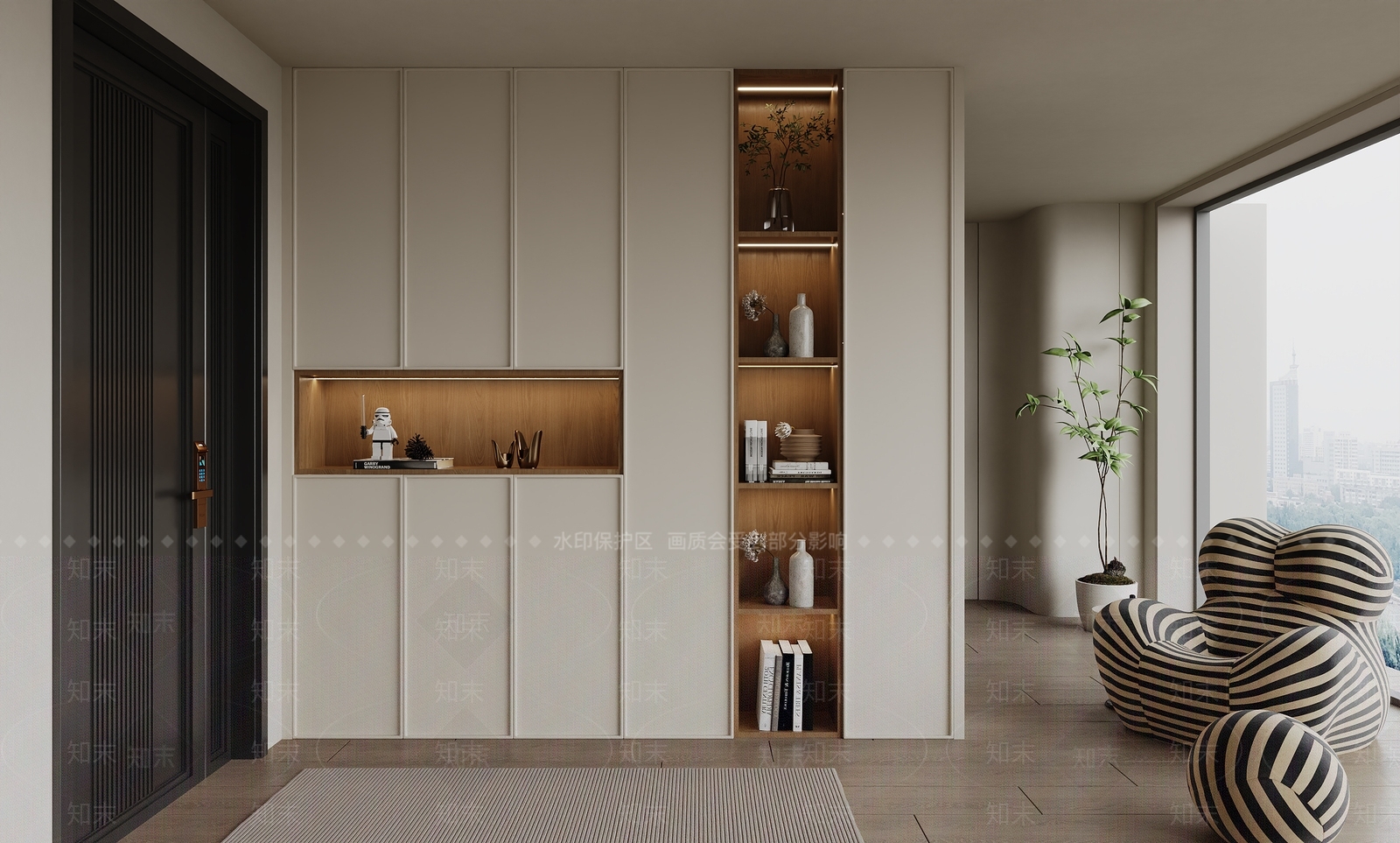 现代奶油鞋柜3D模型下载【ID:1185934574】