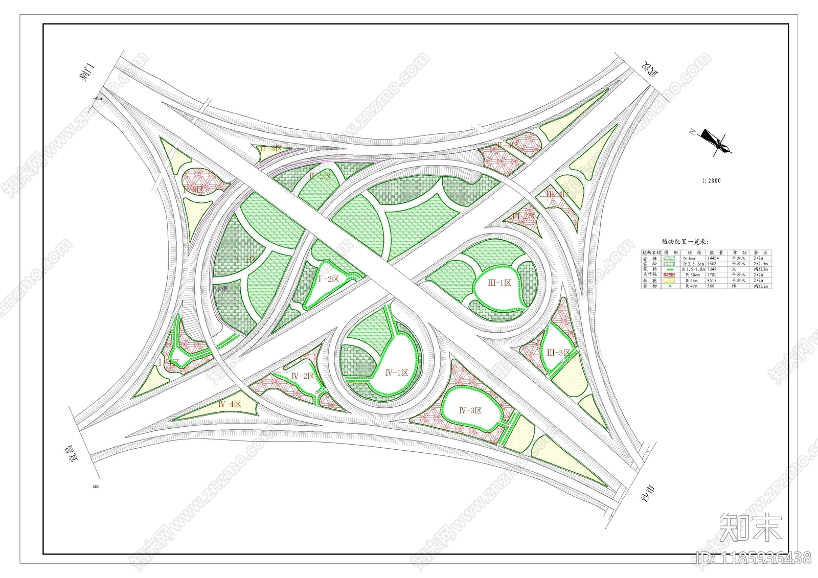 现代新中式道路绿化施工图下载【ID:1185936438】