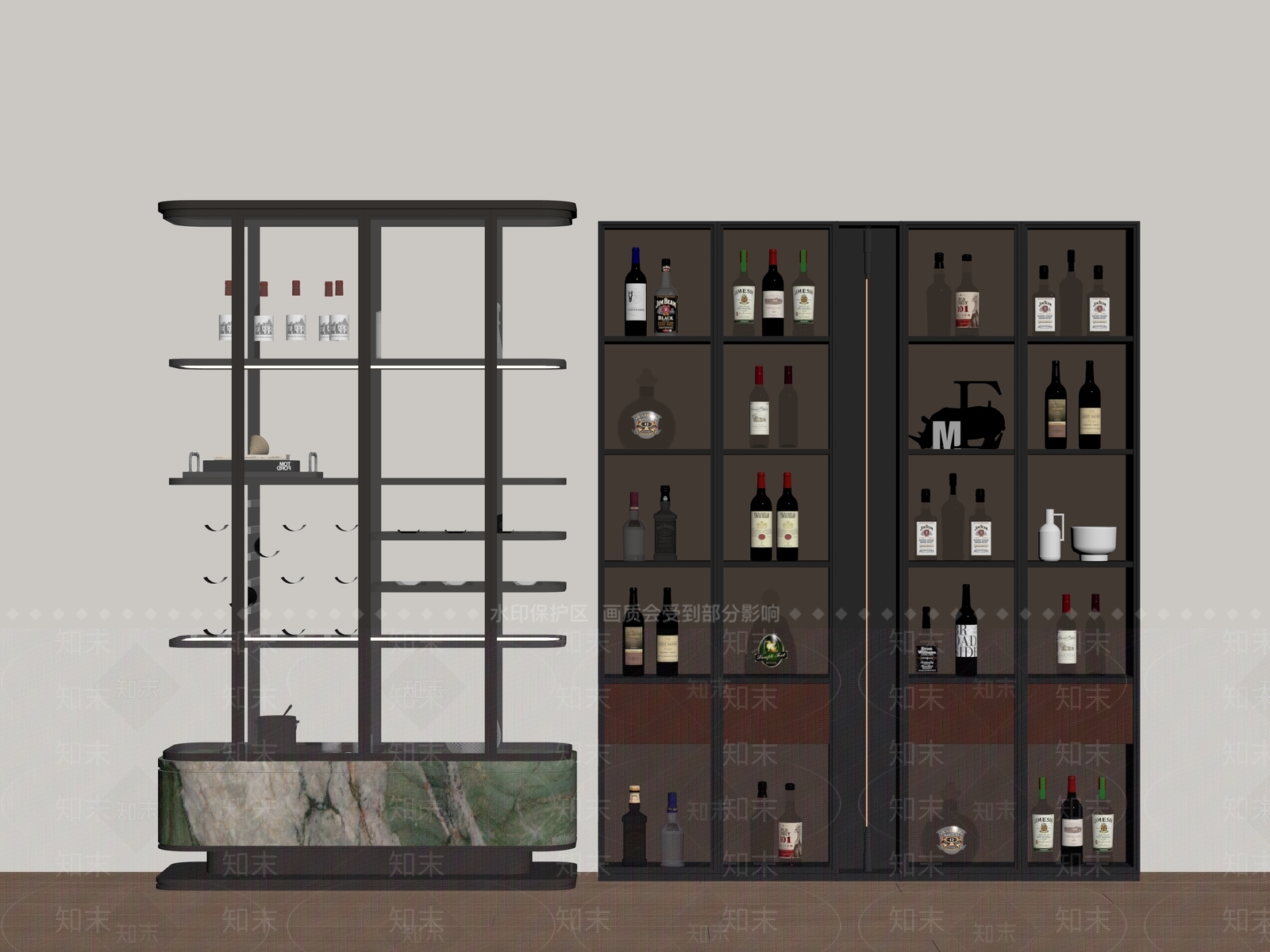 现代酒柜SU模型下载【ID:1185943827】