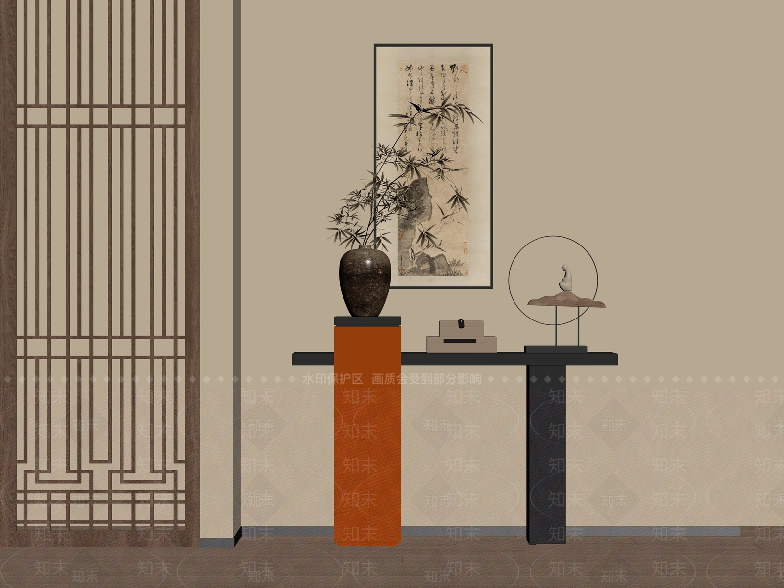 现代条案SU模型下载【ID:1185944076】