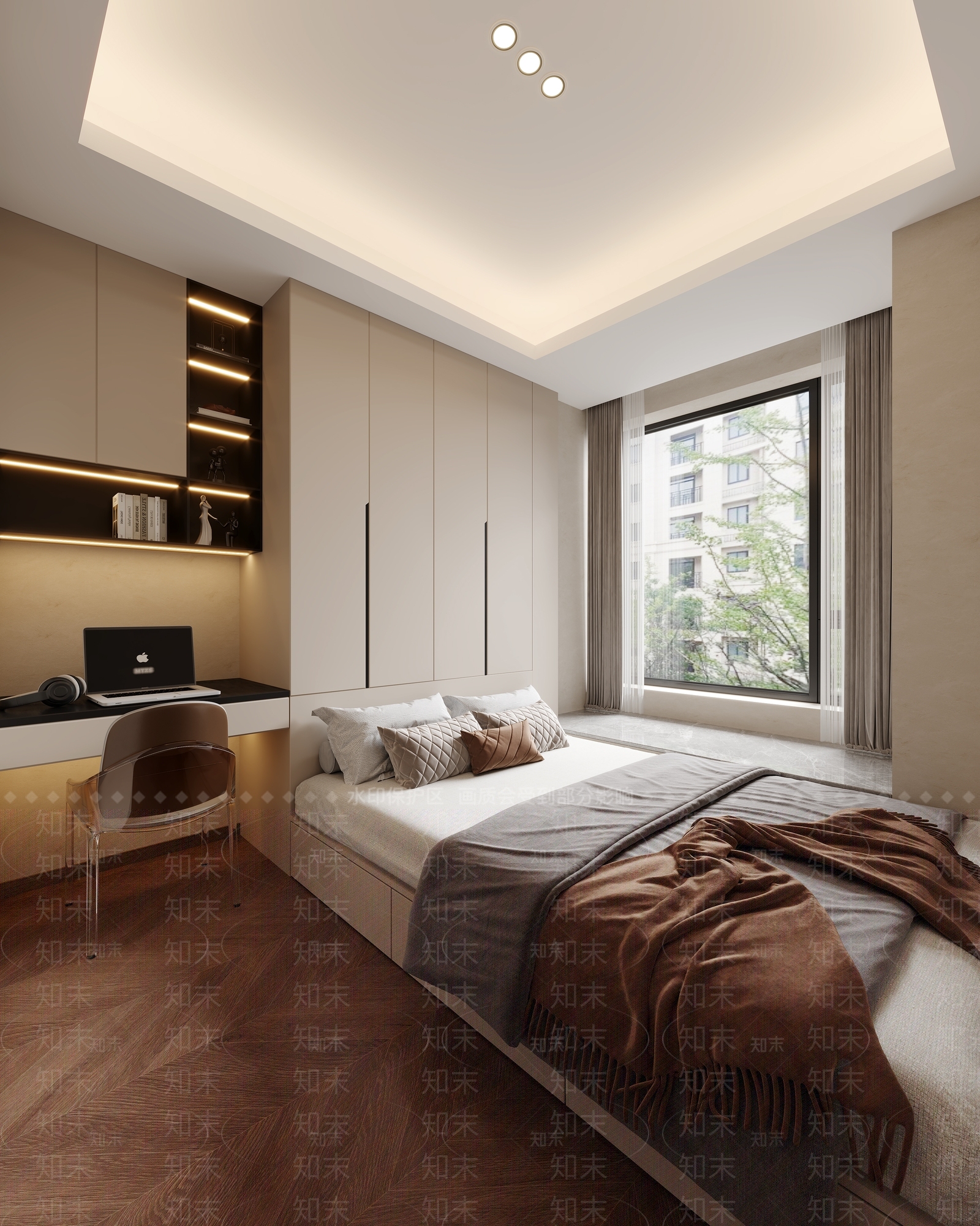 现代榻榻米卧室3D模型下载【ID:1185955485】