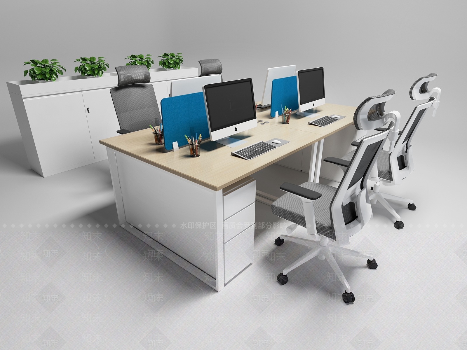 现代办公桌椅3D模型下载【ID:1185957235】