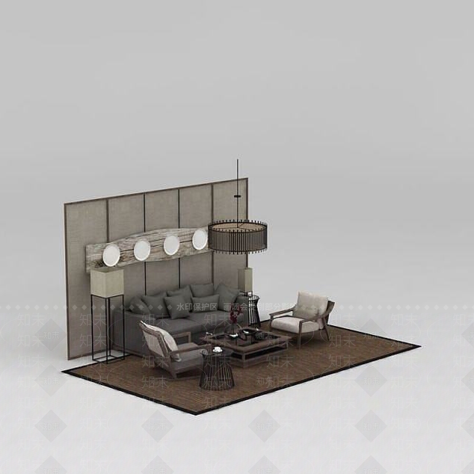 现代沙发组合3D模型下载【ID:1185955676】