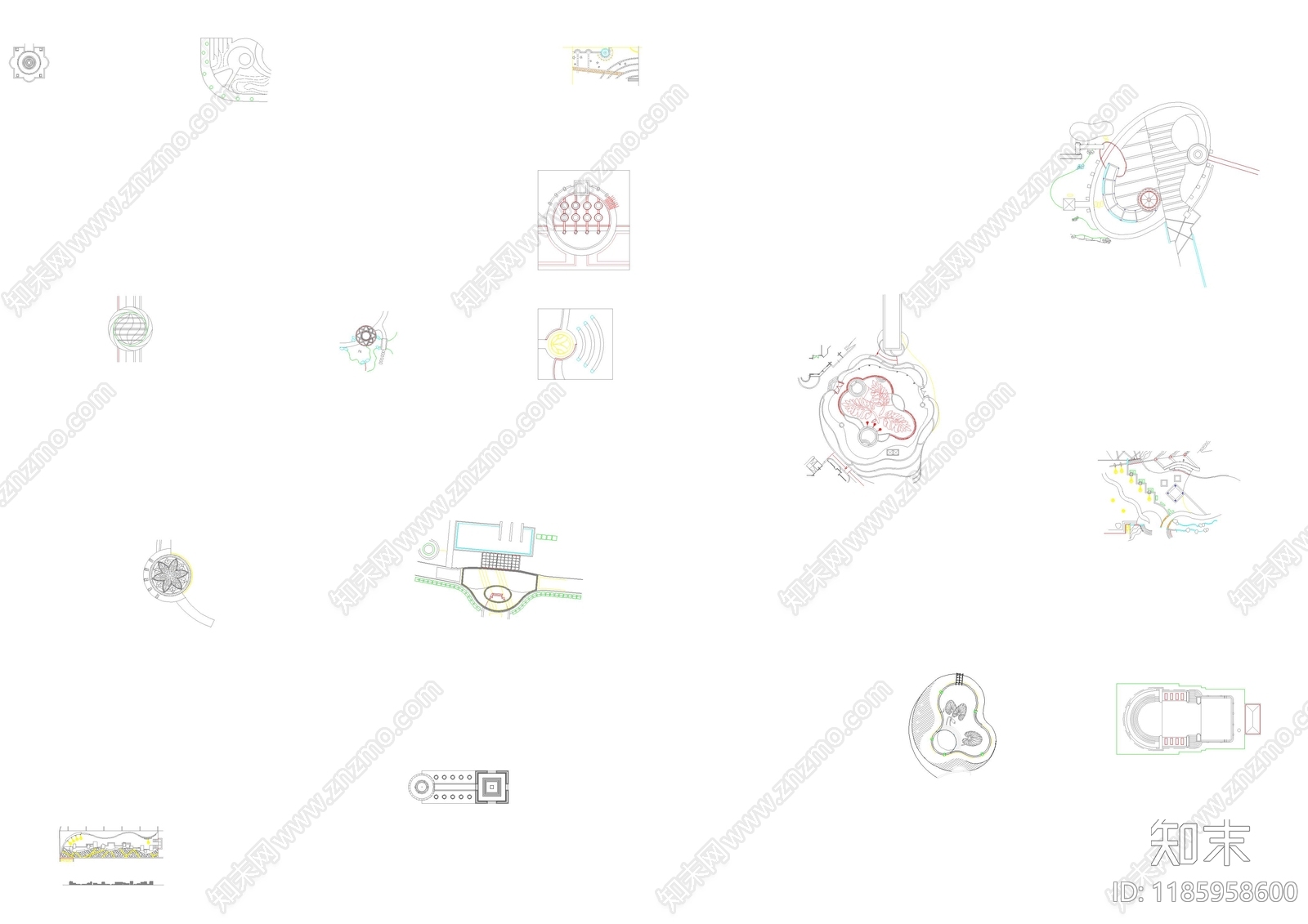 现代新中式综合景观图库cad施工图下载【ID:1185958600】