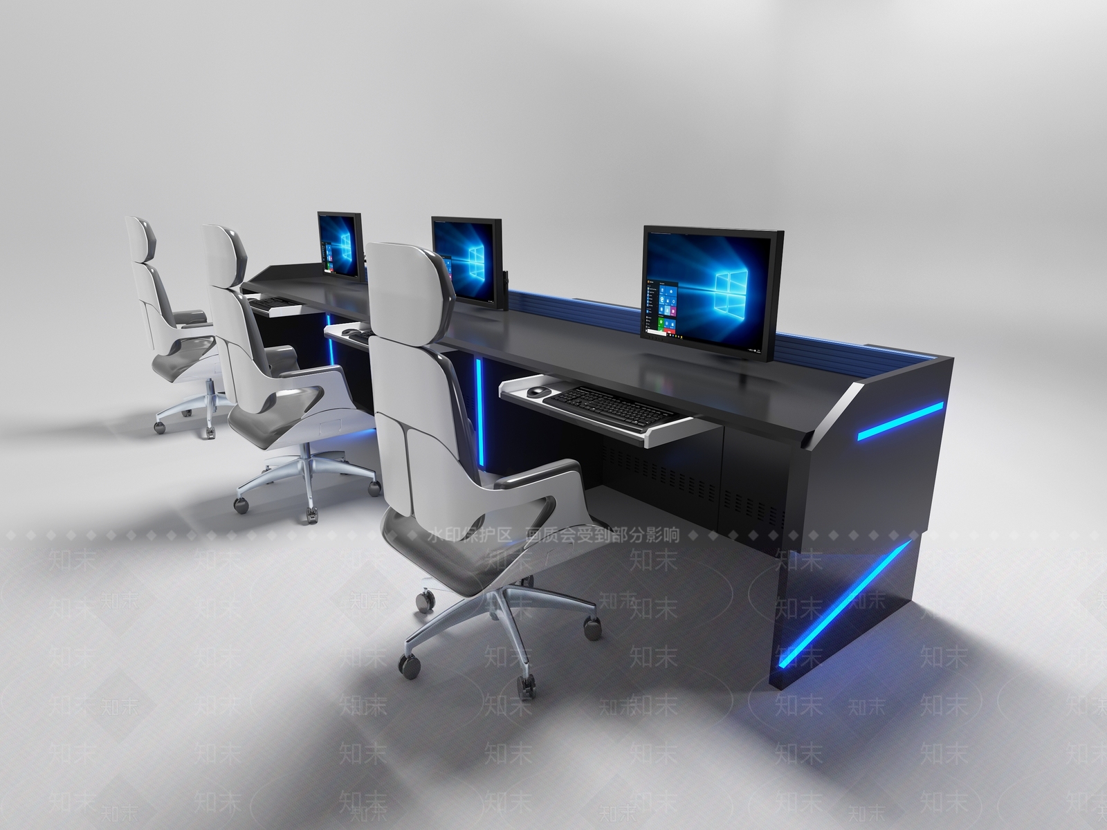 现代简约办公桌椅3D模型下载【ID:1185958733】
