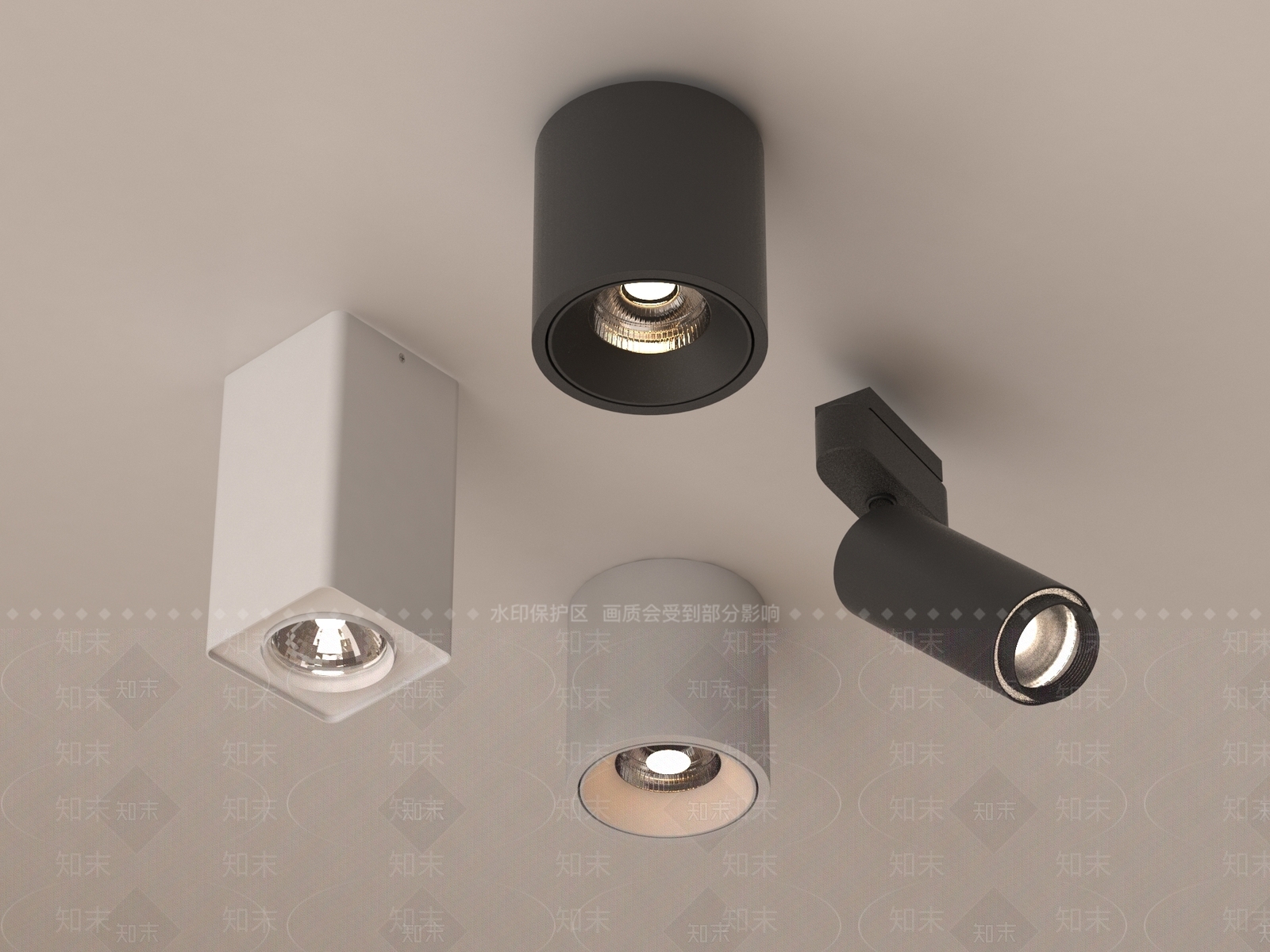 现代筒灯射灯组合3D模型下载【ID:1185961090】