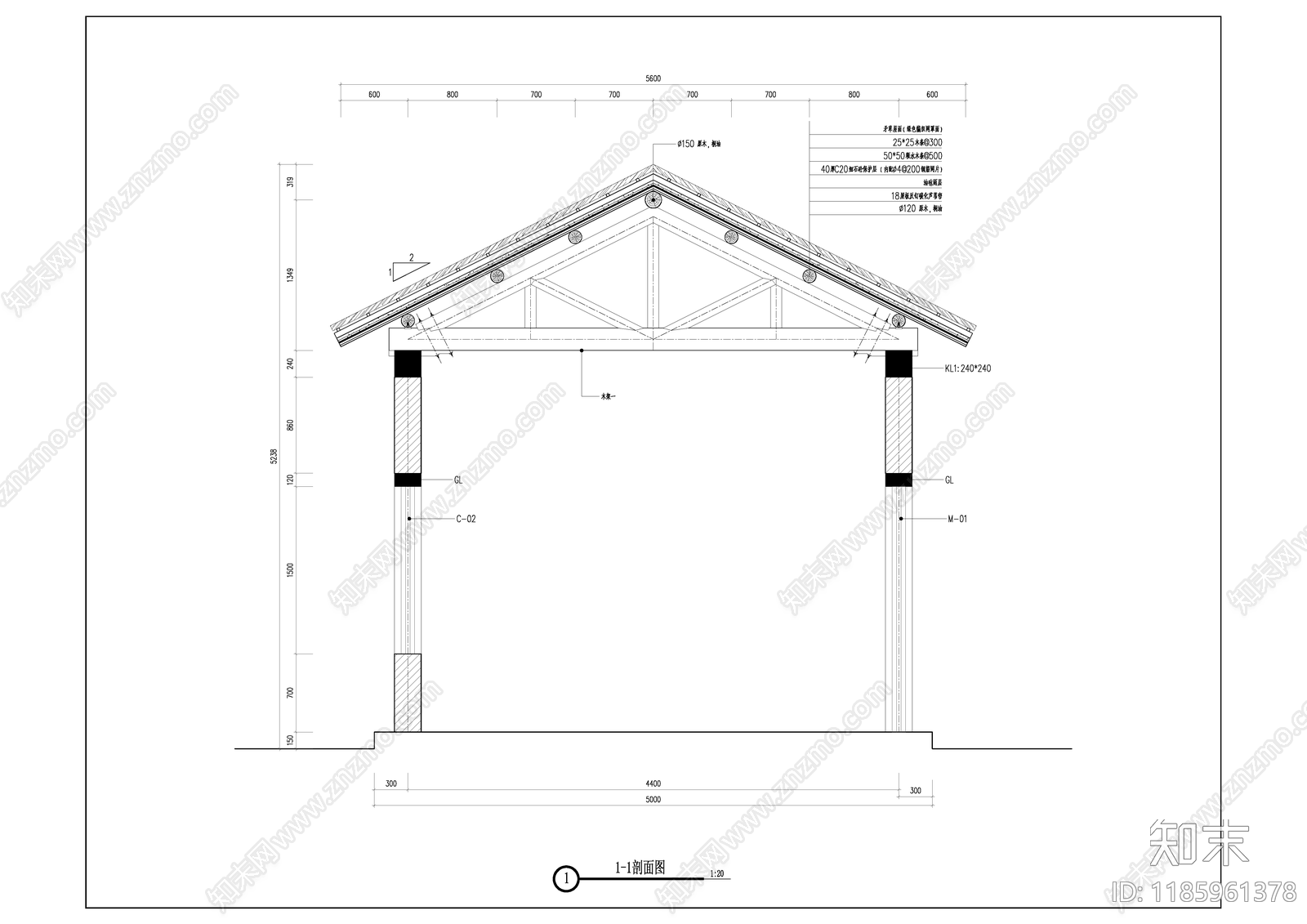 现代廊架cad施工图下载【ID:1185961378】