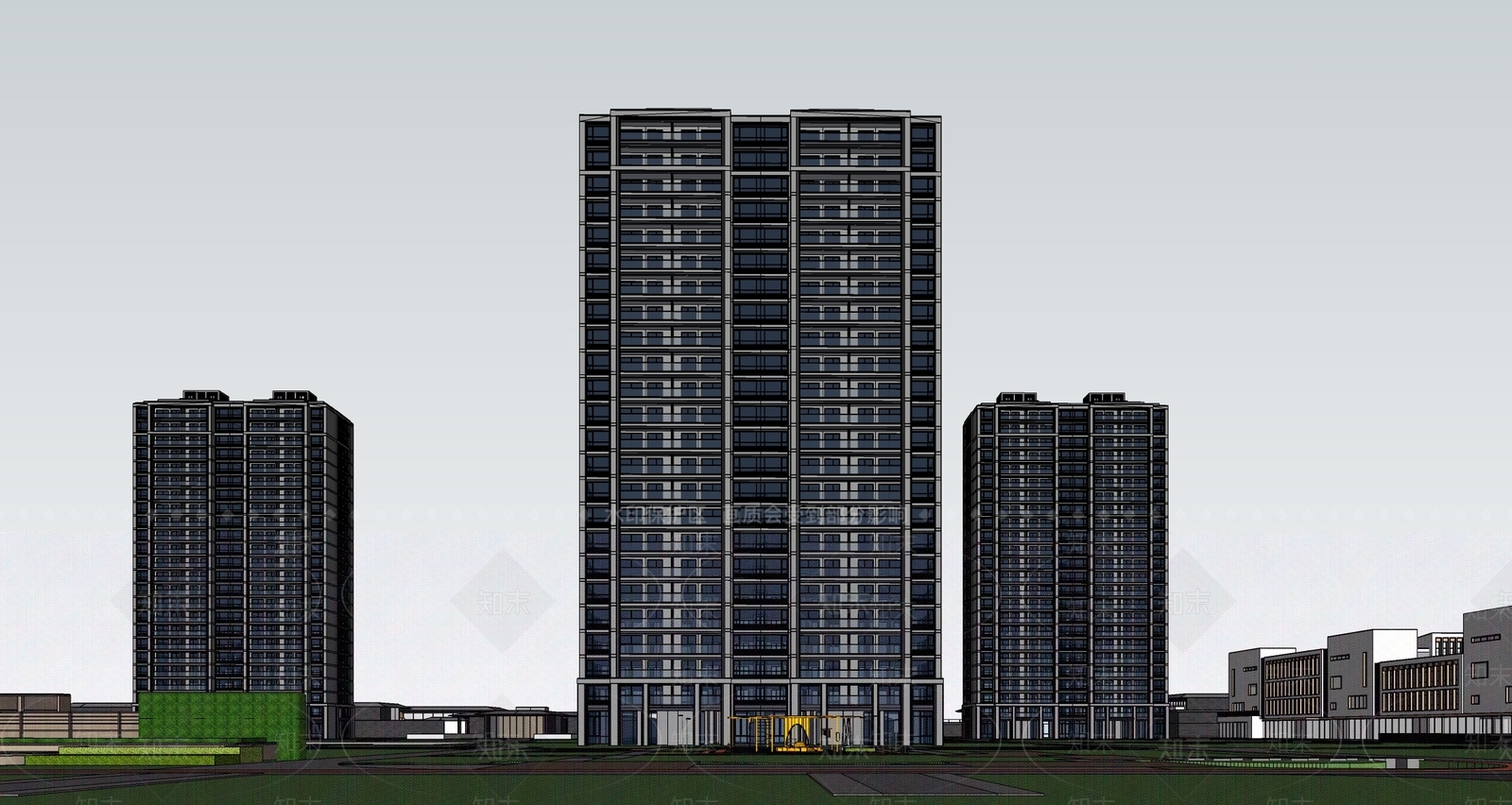 现代简约高层住宅SU模型下载【ID:1185961425】