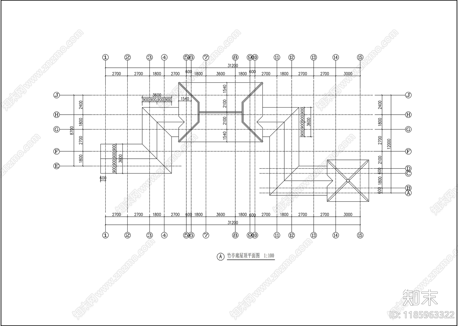中式廊架cad施工图下载【ID:1185963322】