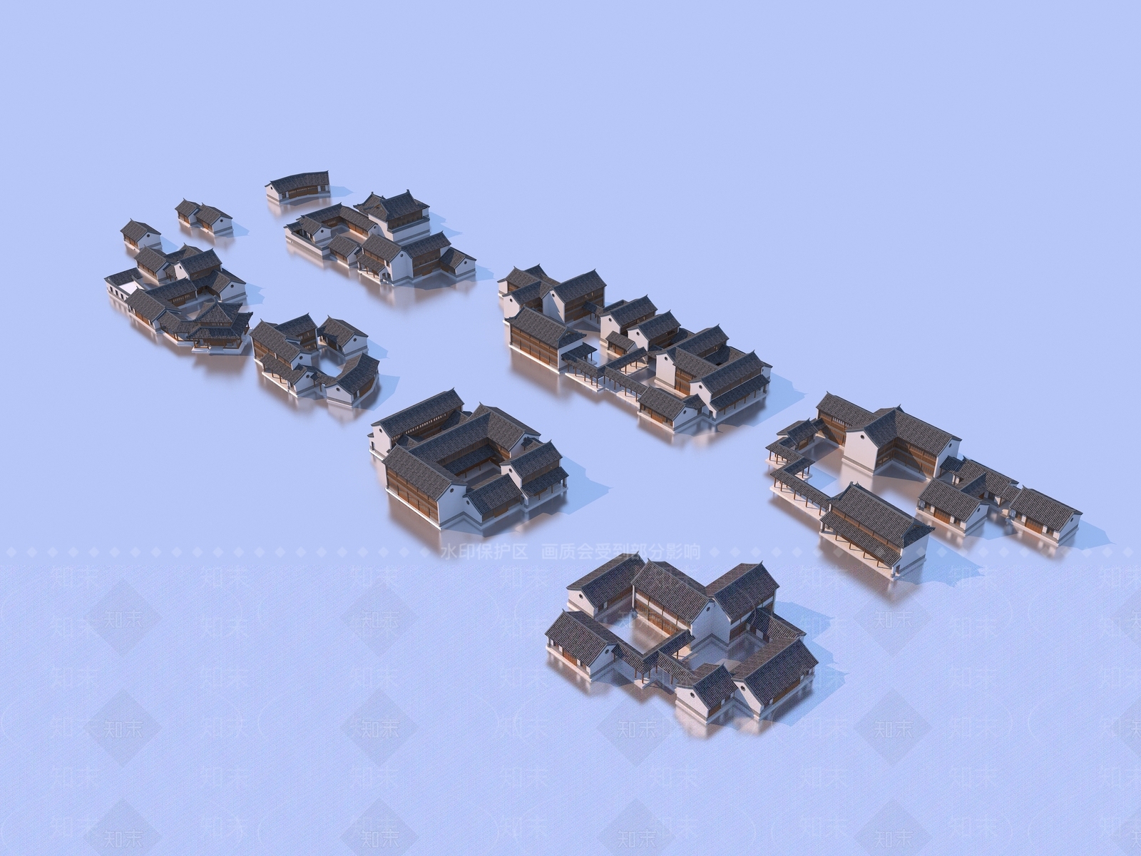 中式古建3D模型下载【ID:1185964270】