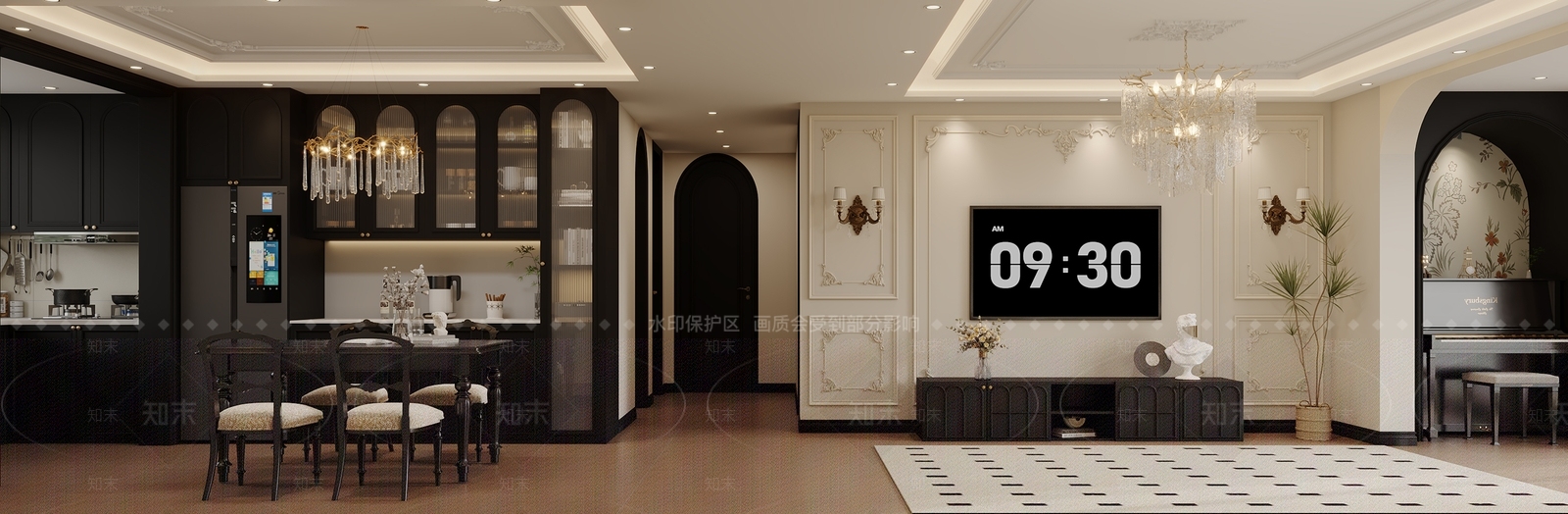 法式美式家居客厅3D模型下载【ID:1185964971】