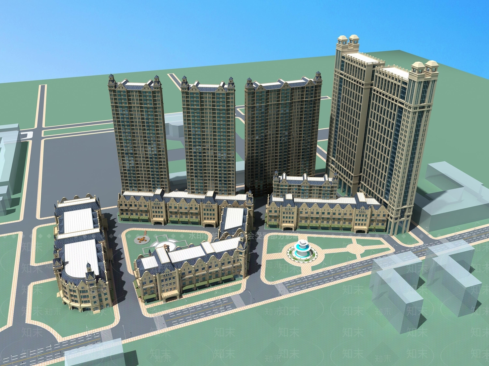 北欧鸟瞰规划3D模型下载【ID:1185964632】