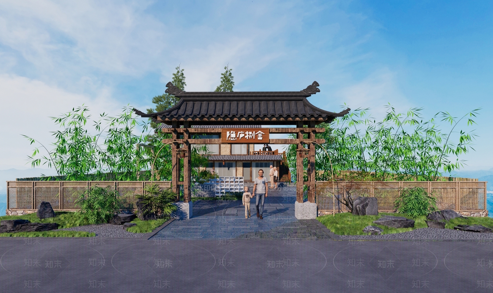 现代民宿建筑SU模型下载【ID:1185966462】
