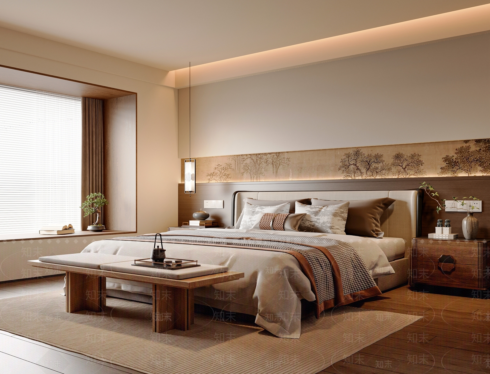 新中式中式家居卧室3D模型下载【ID:1185967065】