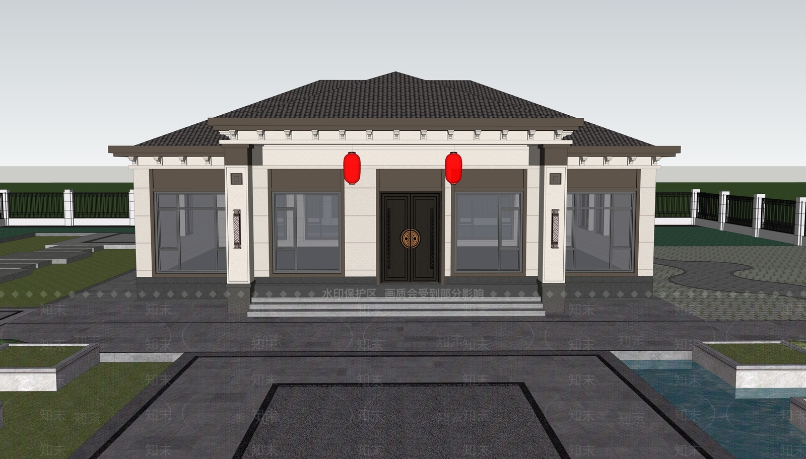 新中式乡村民房SU模型下载【ID:1185969097】
