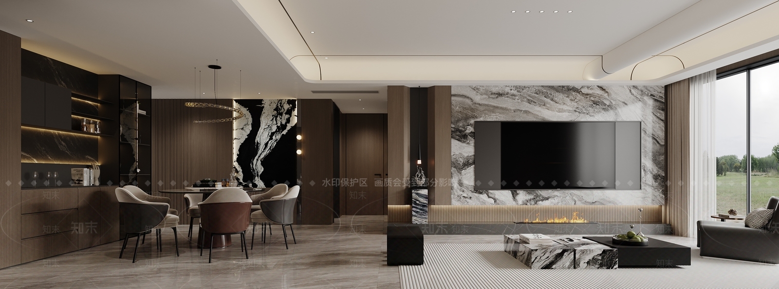 意式轻奢客餐厅3D模型下载【ID:1185969415】