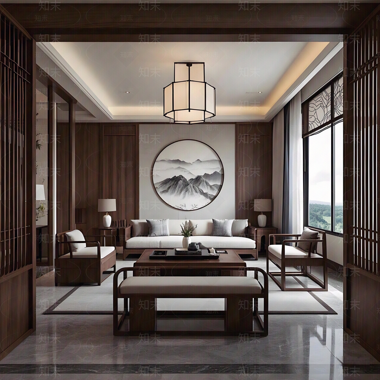 新中式意式客厅贴图下载【ID:1185969688】