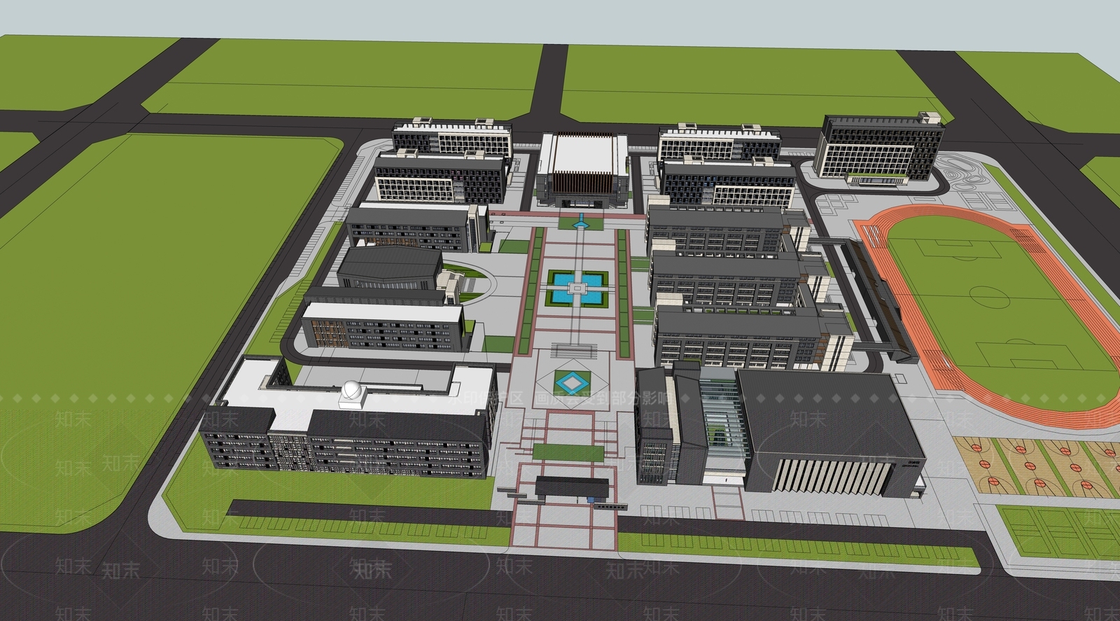现代学校建筑SU模型下载【ID:1185971649】