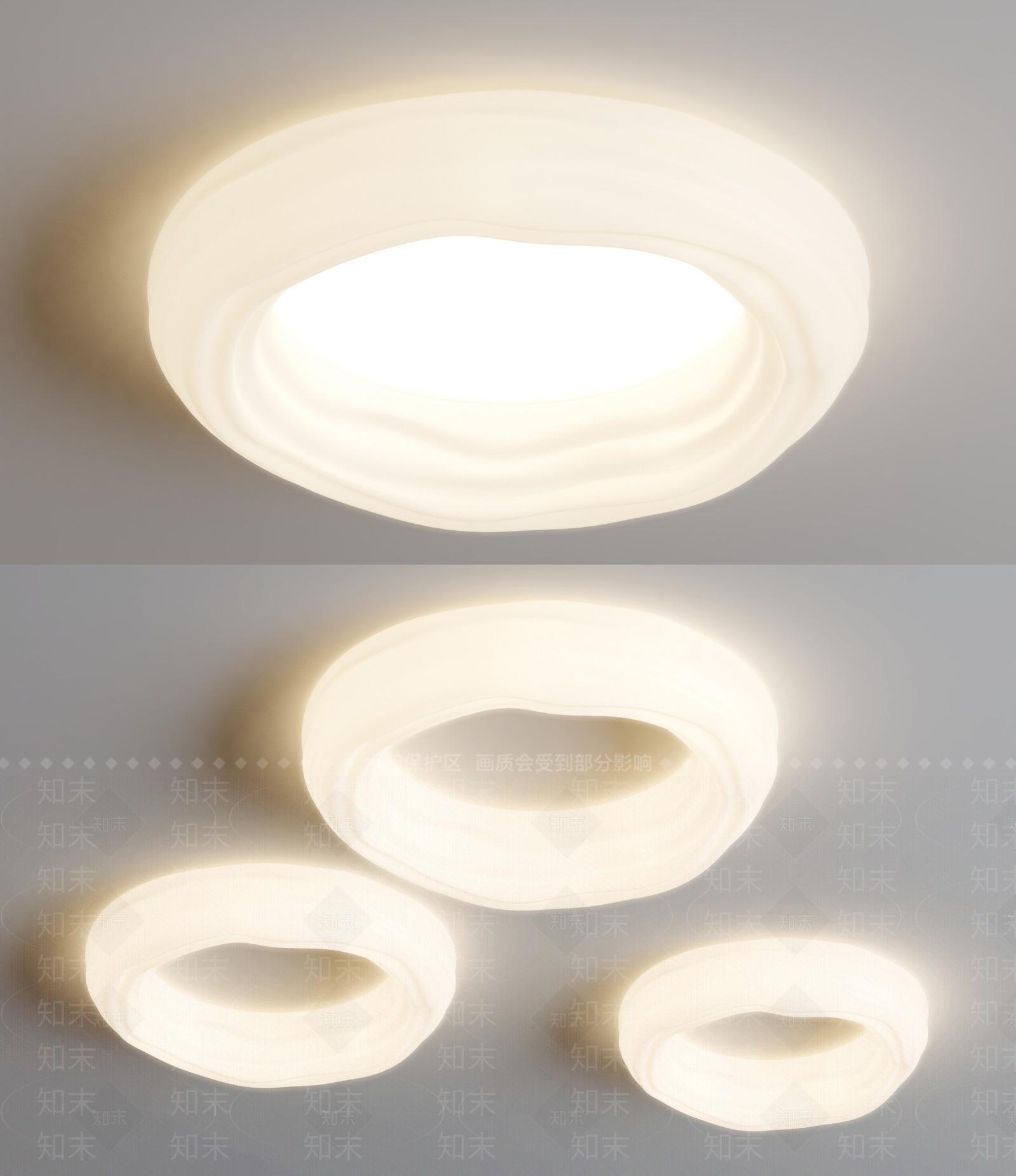 现代奶油吸顶灯3D模型下载【ID:1185975117】