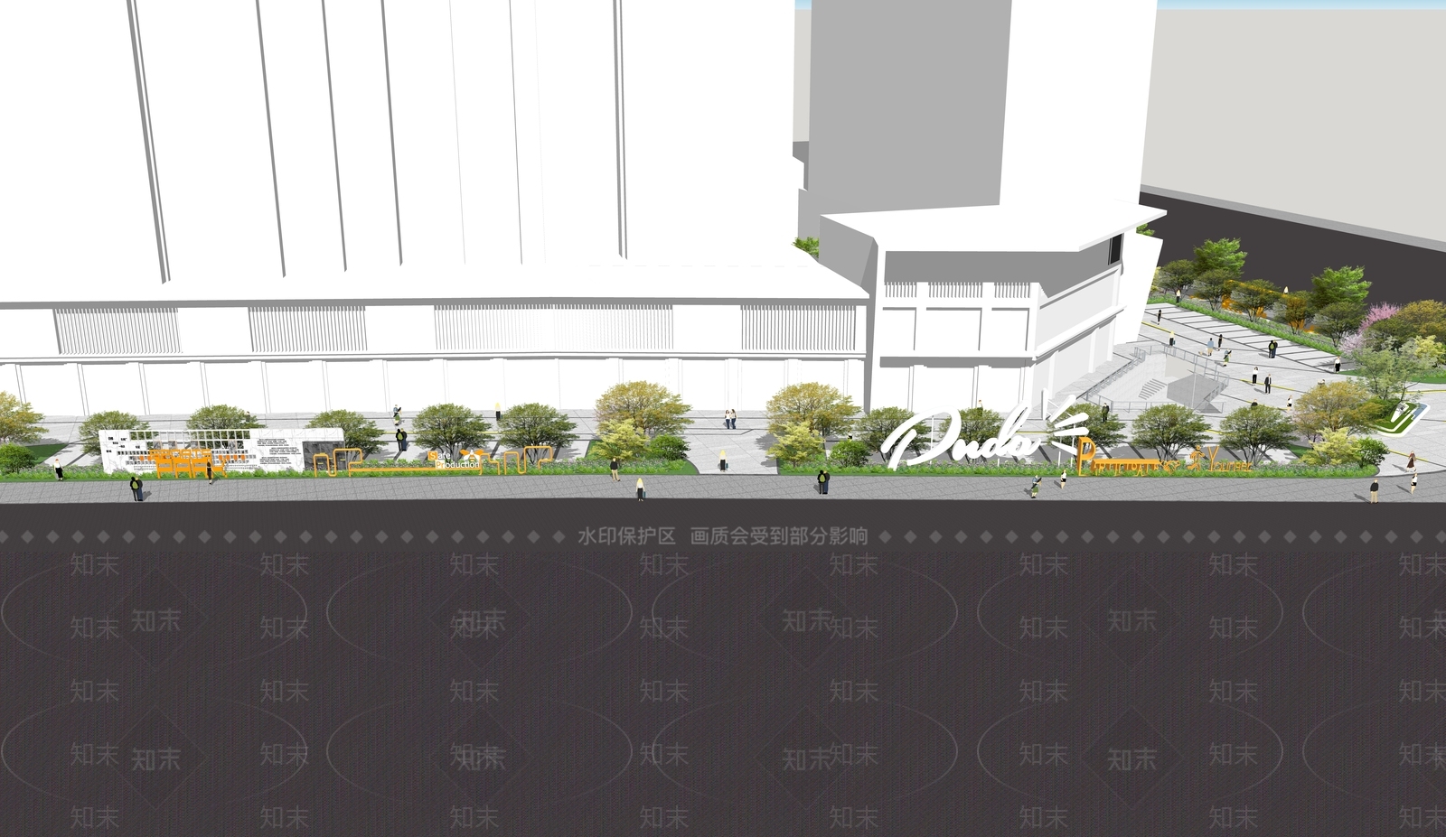 现代简约商业景观SU模型下载【ID:1185982049】
