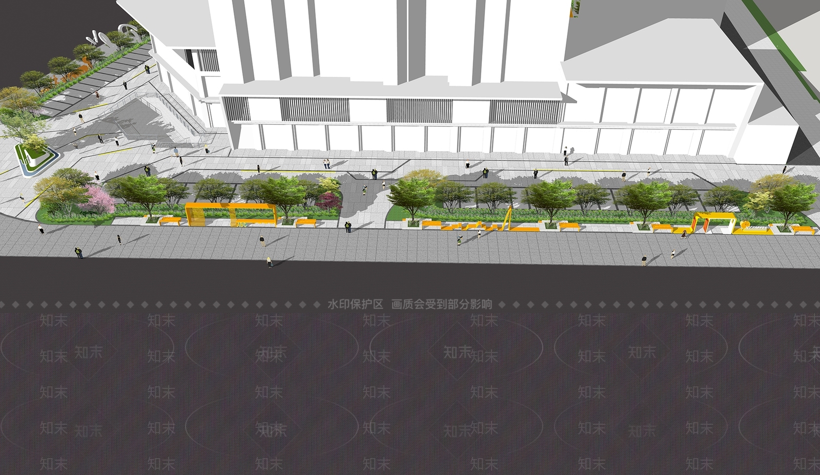 现代简约商业景观SU模型下载【ID:1185982049】