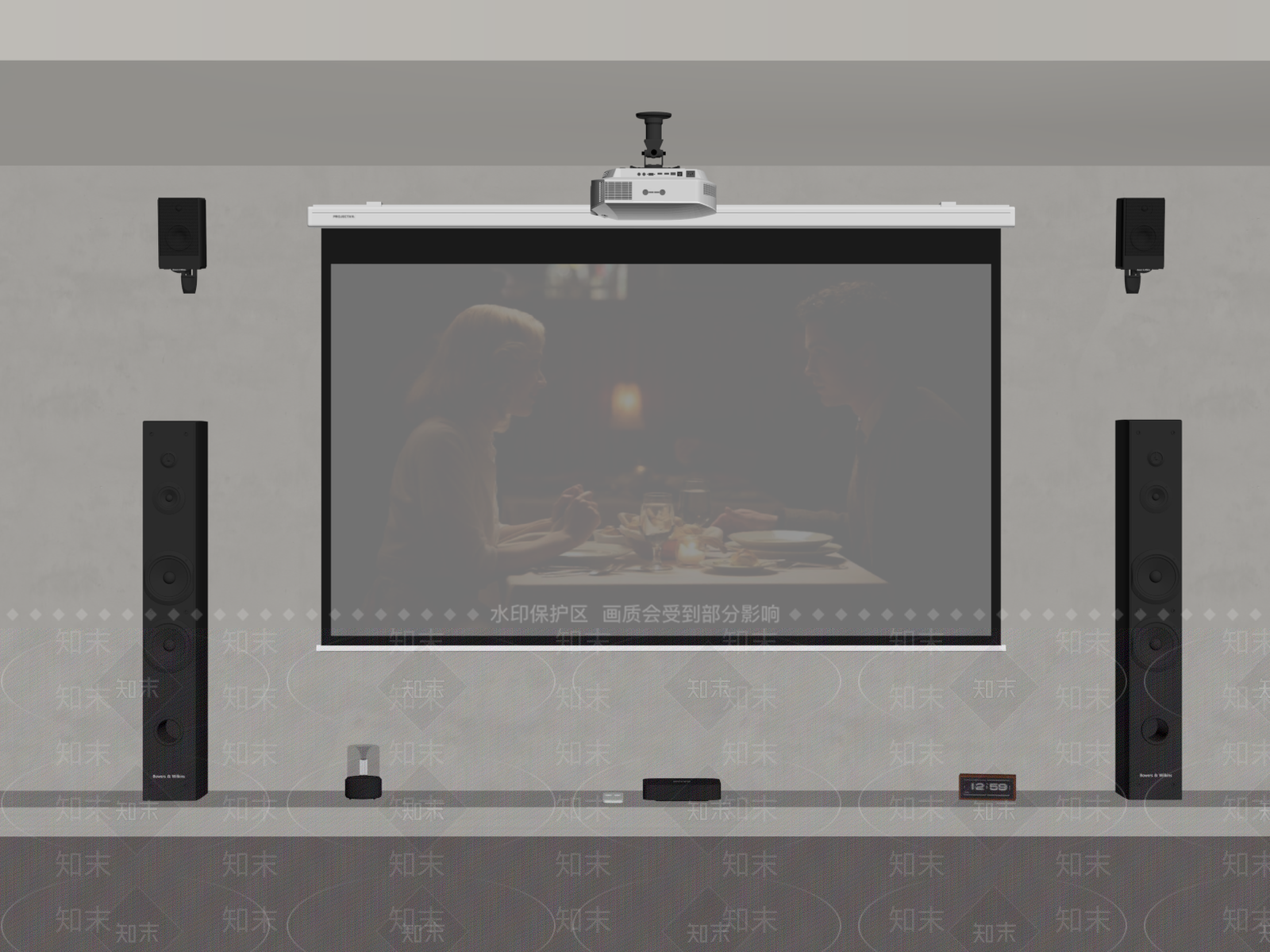 投影幕布SU模型下载【ID:1185982004】