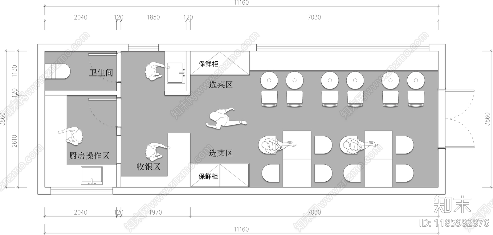 现代其他餐饮空间cad施工图下载【ID:1185982876】