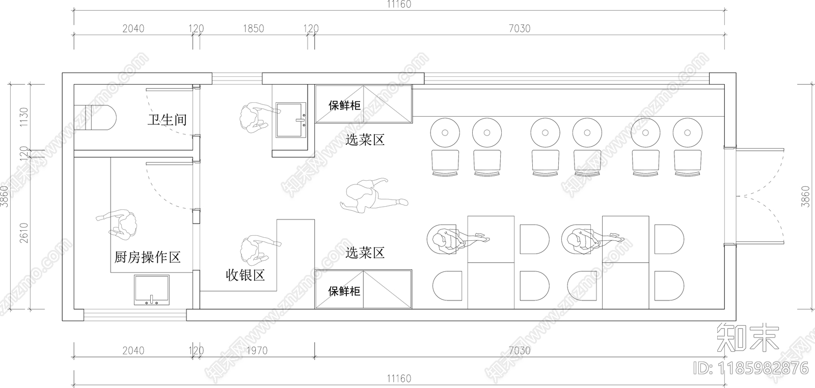 现代其他餐饮空间cad施工图下载【ID:1185982876】
