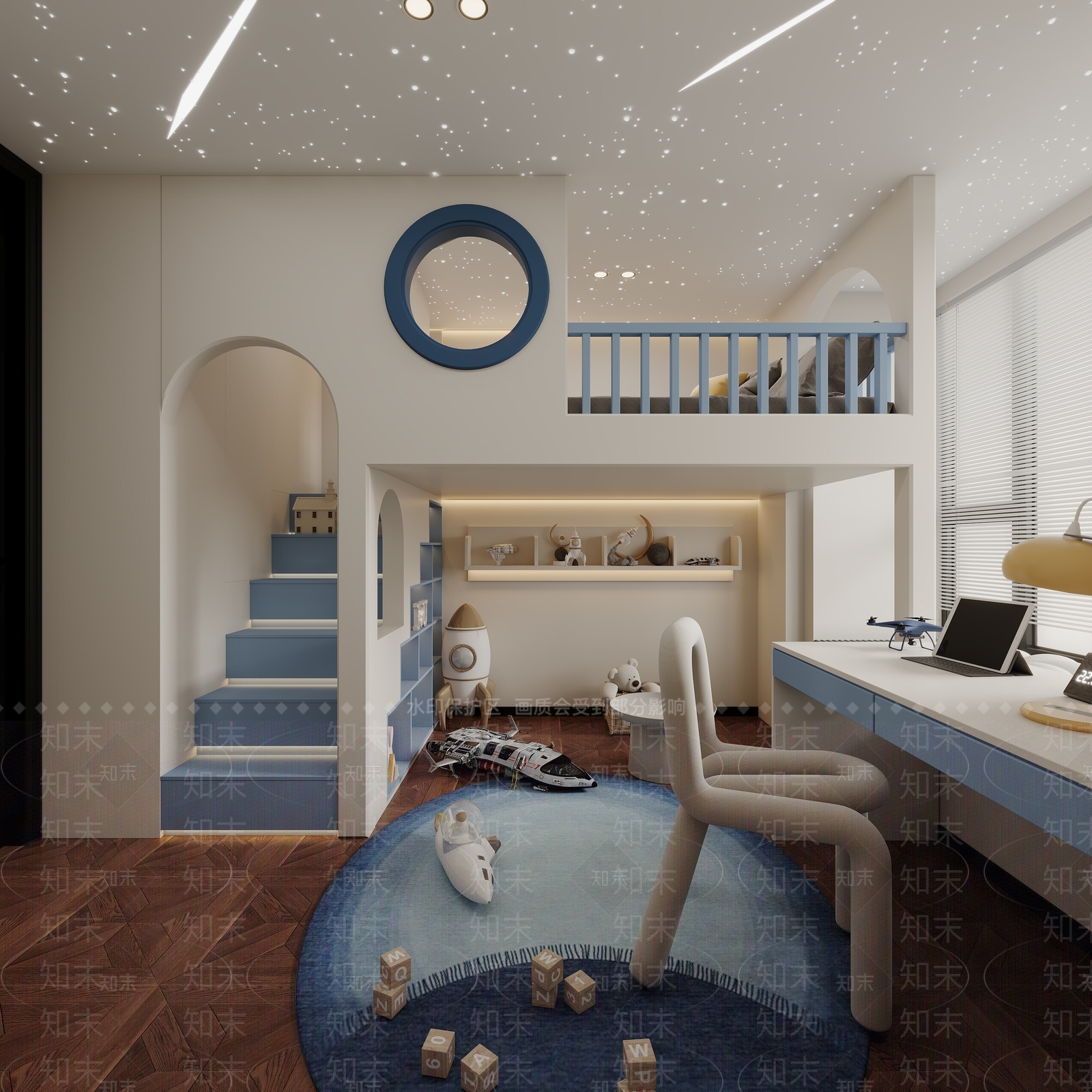 现代通用儿童房3D模型下载【ID:1215021211】