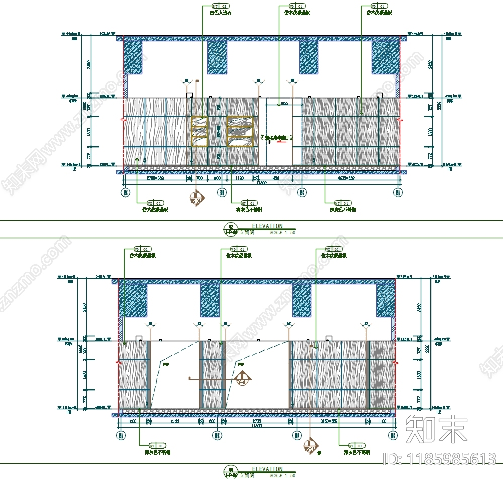现代简约其他公共空间cad施工图下载【ID:1185985613】