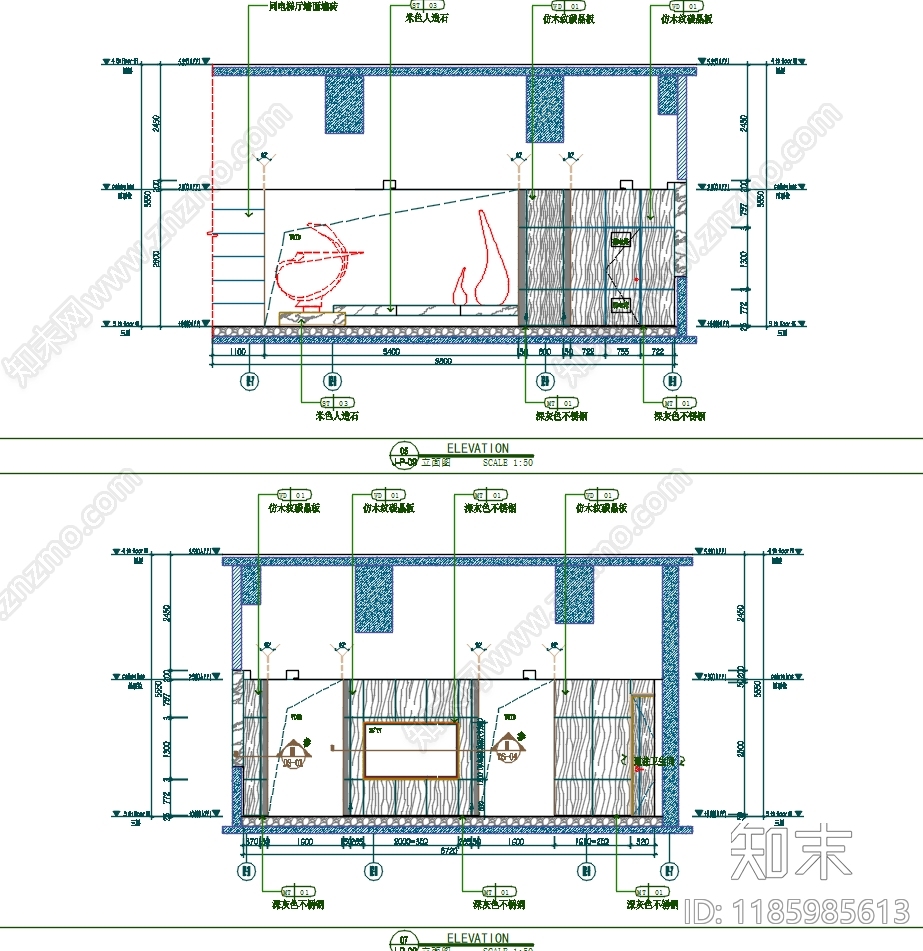 现代简约其他公共空间cad施工图下载【ID:1185985613】