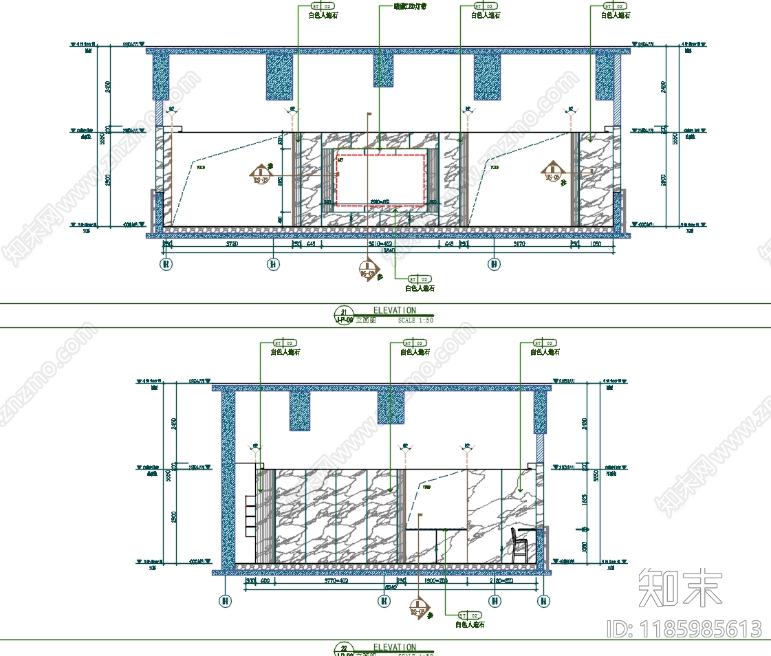现代简约其他公共空间cad施工图下载【ID:1185985613】