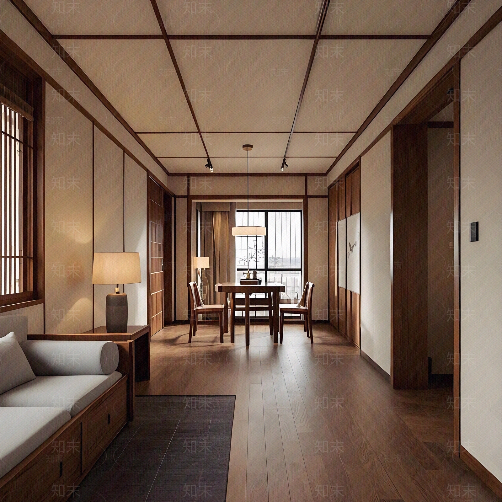 新中式现代客厅贴图下载【ID:1185985409】