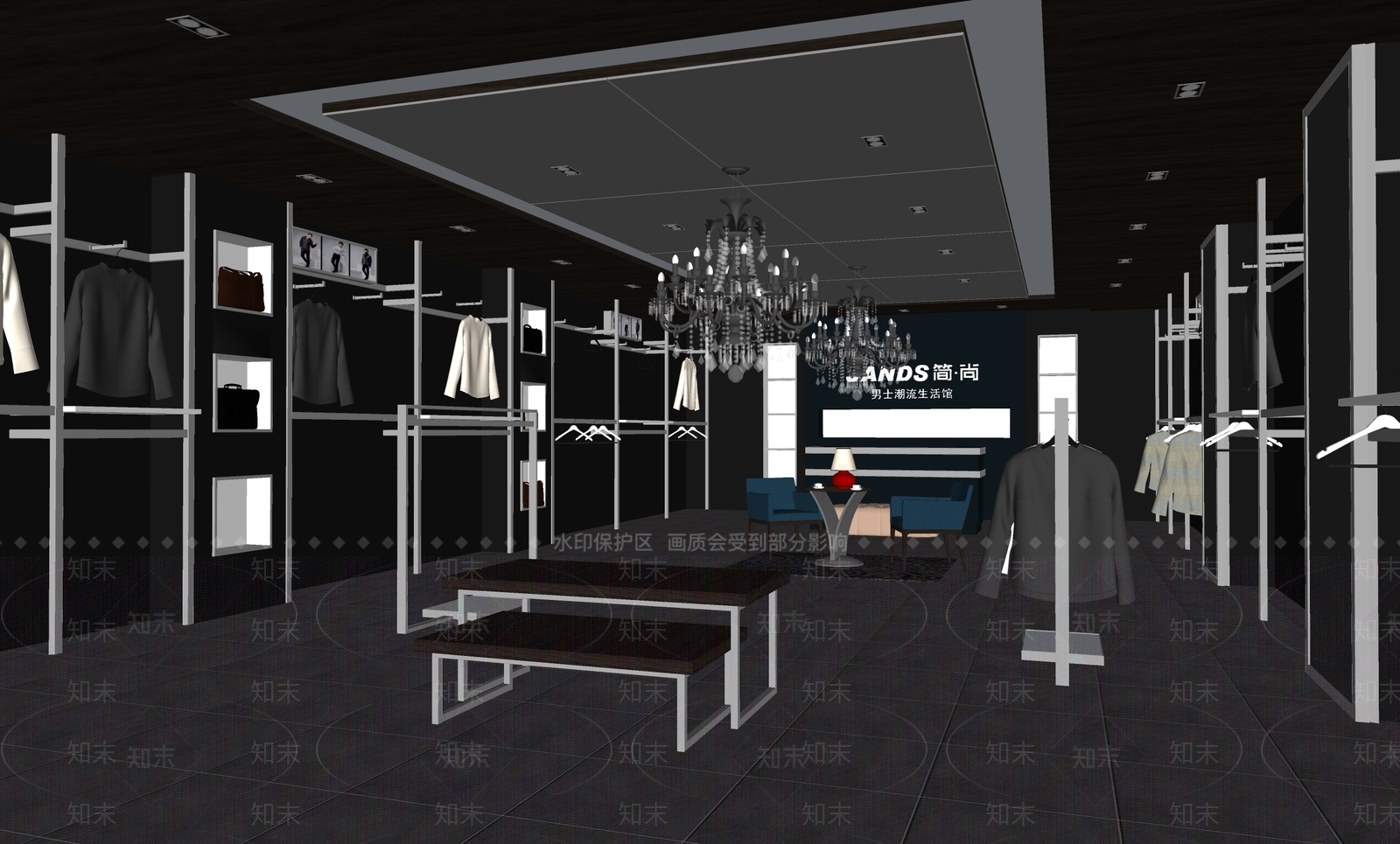 现代服装店SU模型下载【ID:1185988496】