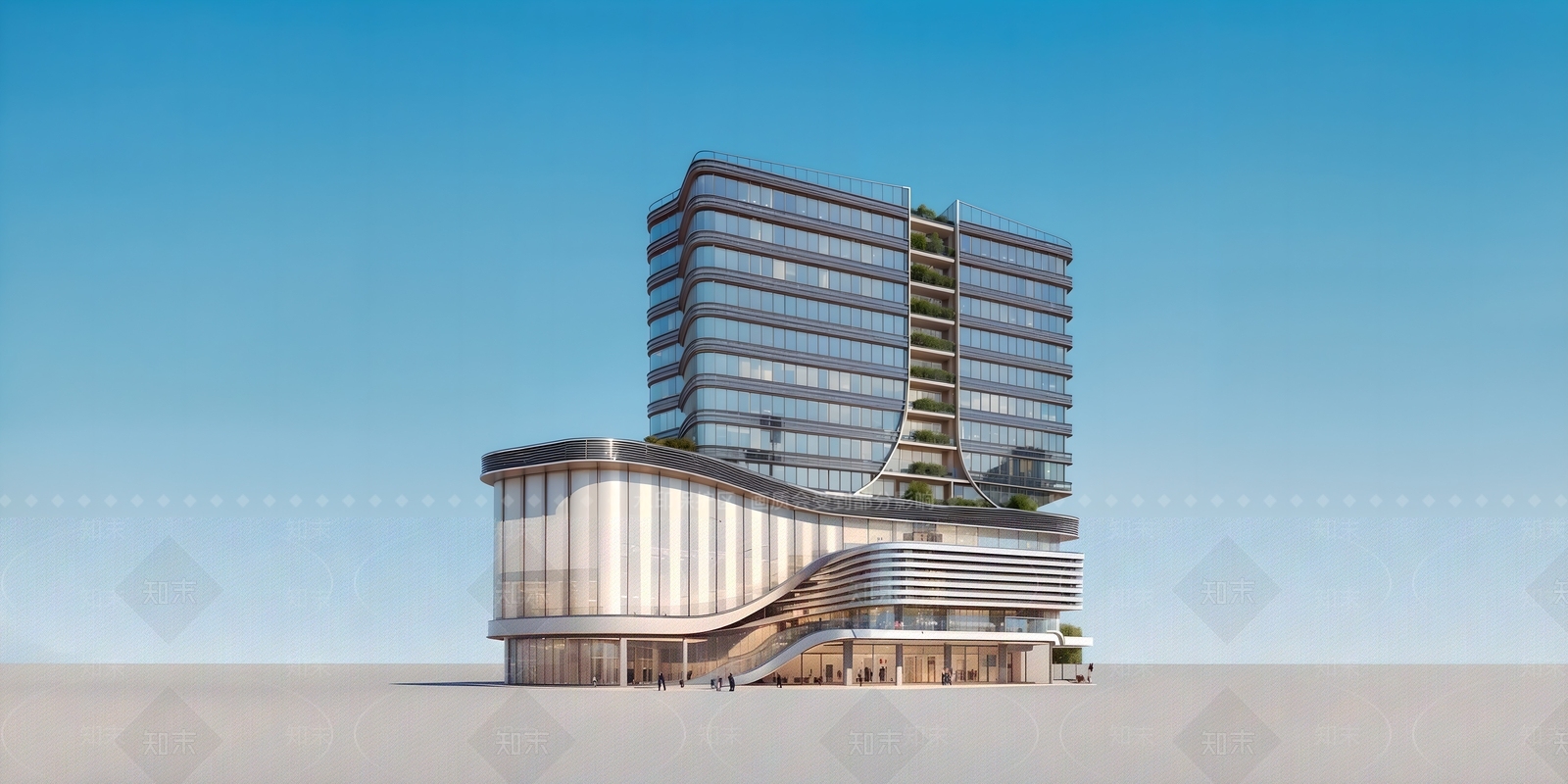 现代酒店建筑SU模型下载【ID:1186183025】