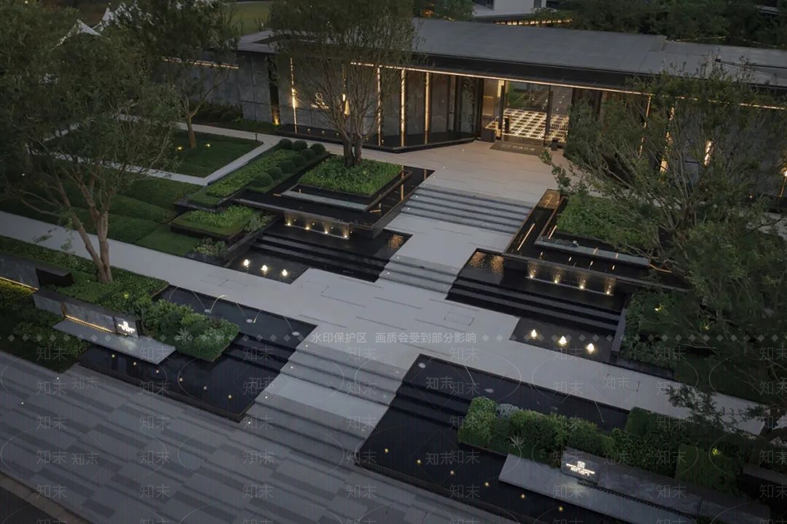 现代小区景观SU模型下载【ID:1185994169】