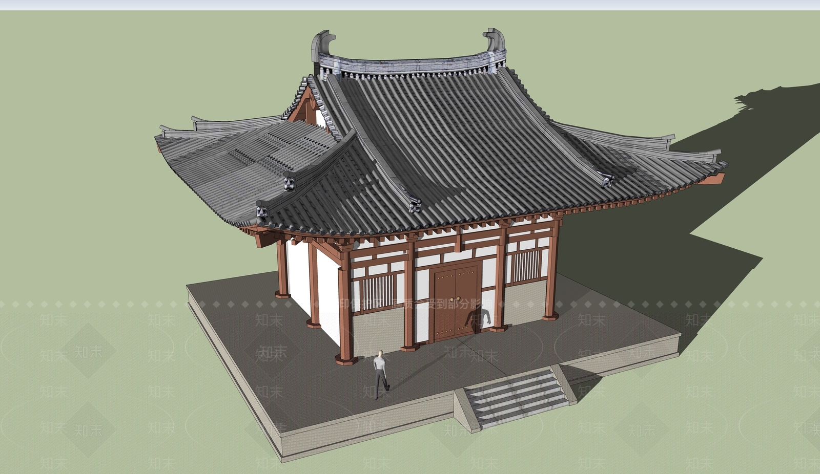 中式古建筑SU模型下载【ID:1185994246】