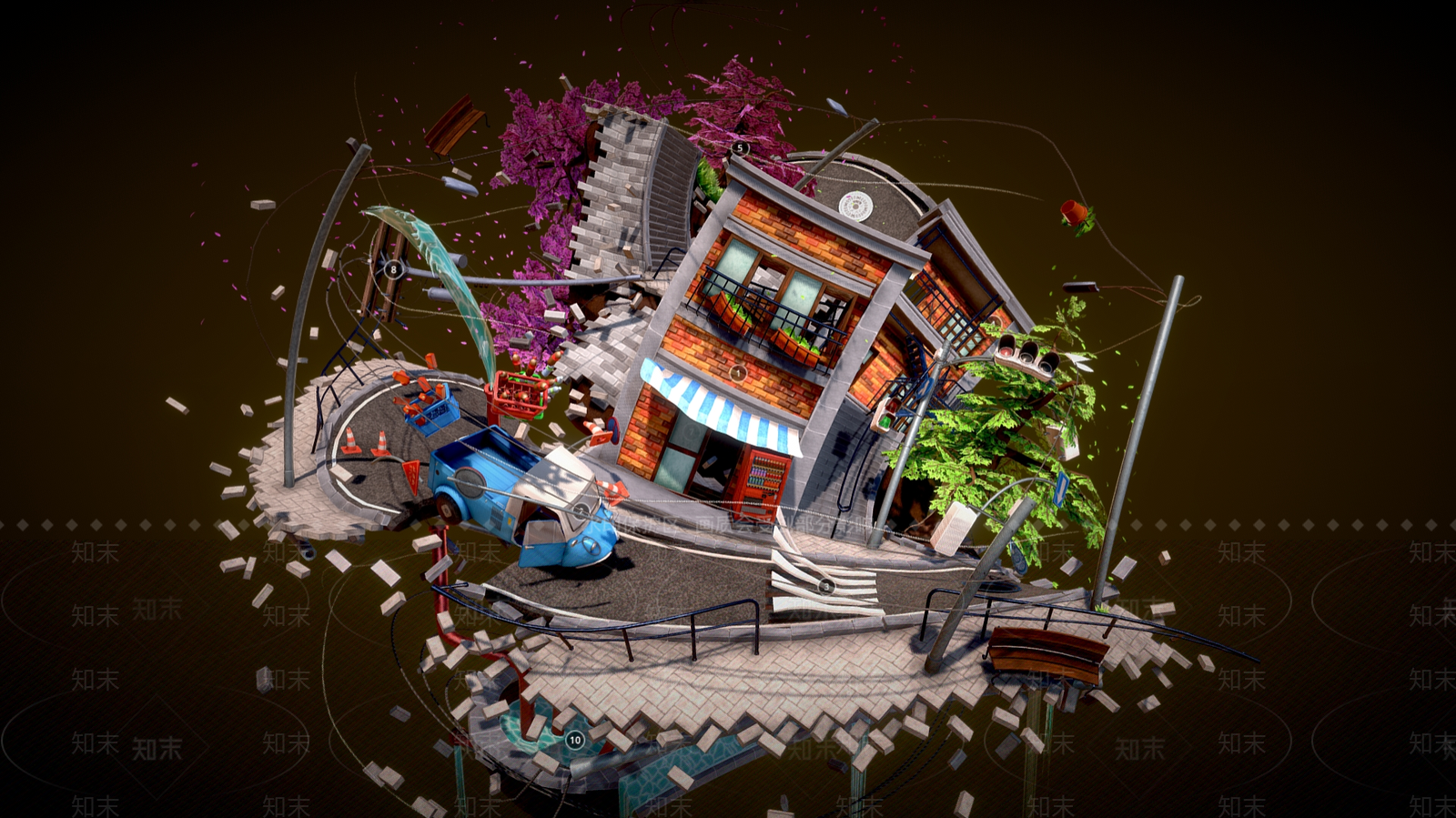 现代艺术风格建筑3D模型下载【ID:1185996356】