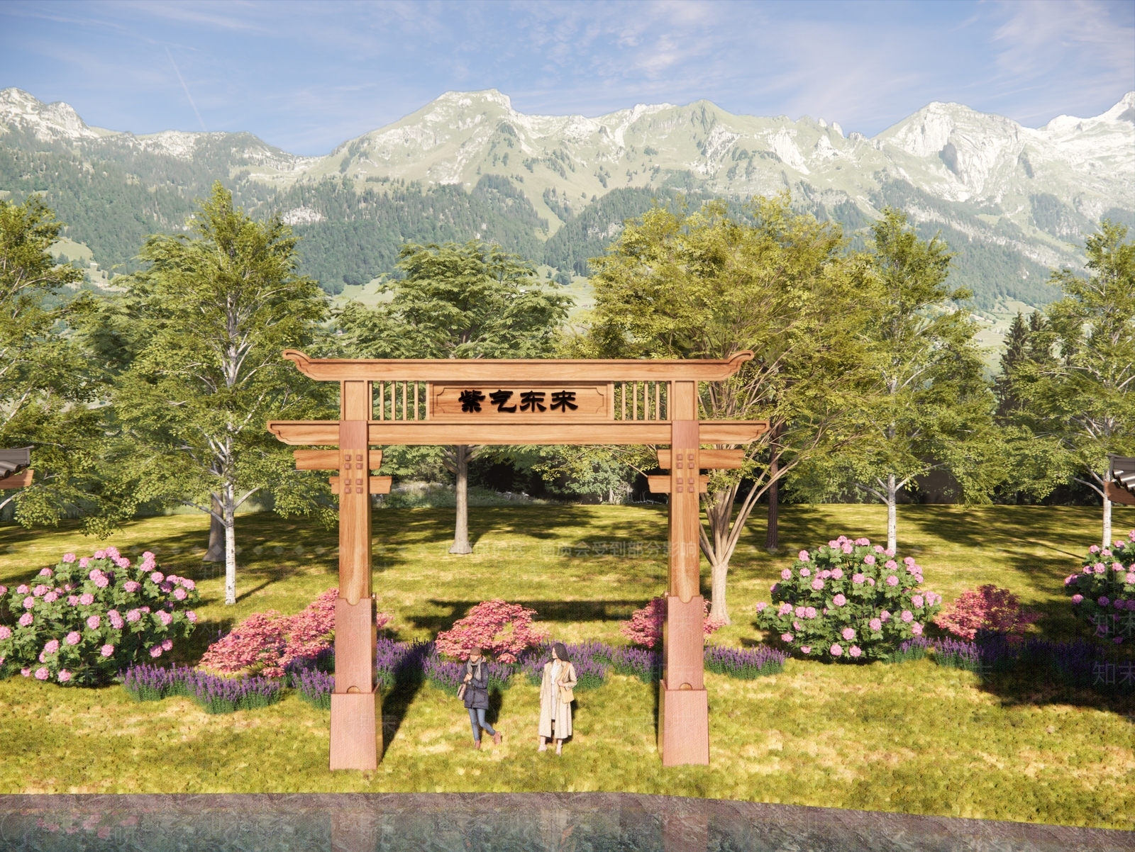 现代新中式牌坊牌楼SU模型下载【ID:1186000386】
