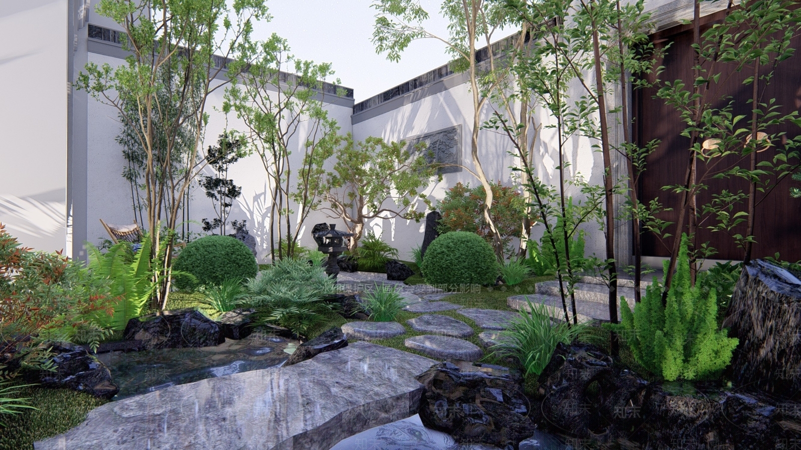 中式新中式乡村庭院SU模型下载【ID:1186003760】