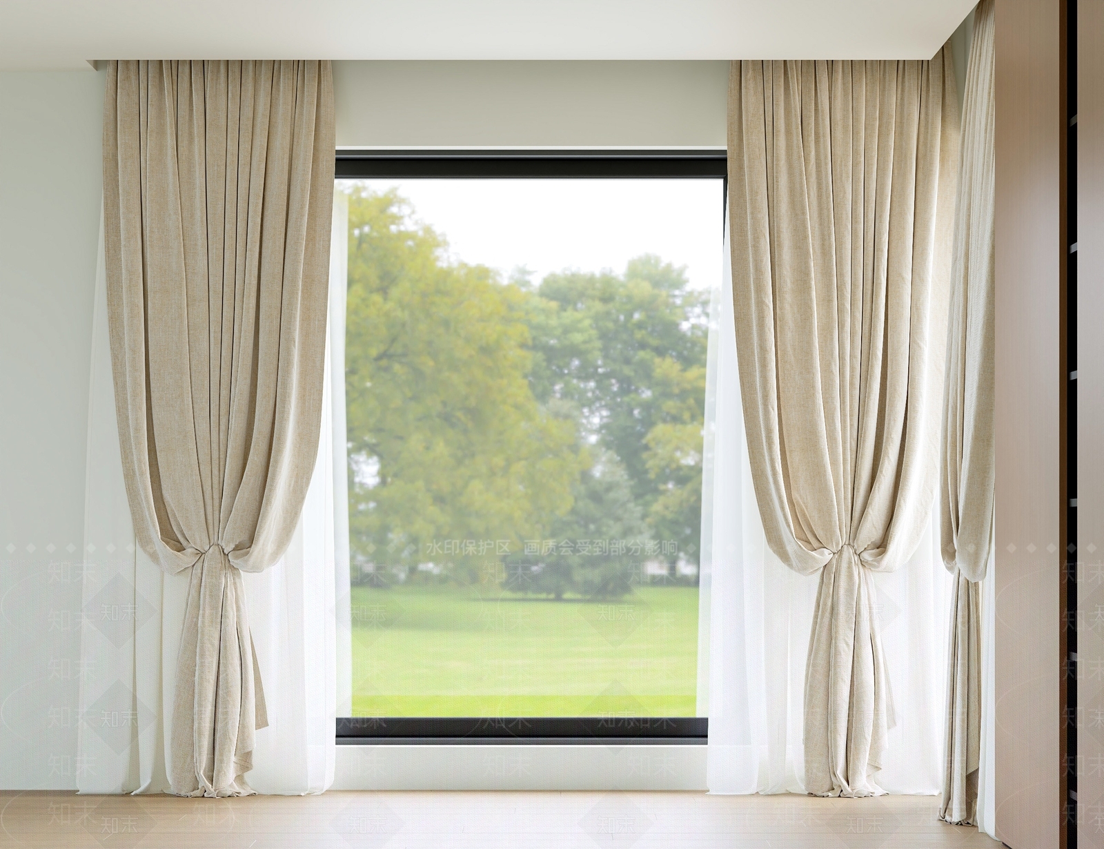 法式简欧通用窗帘3D模型下载【ID:1186006238】