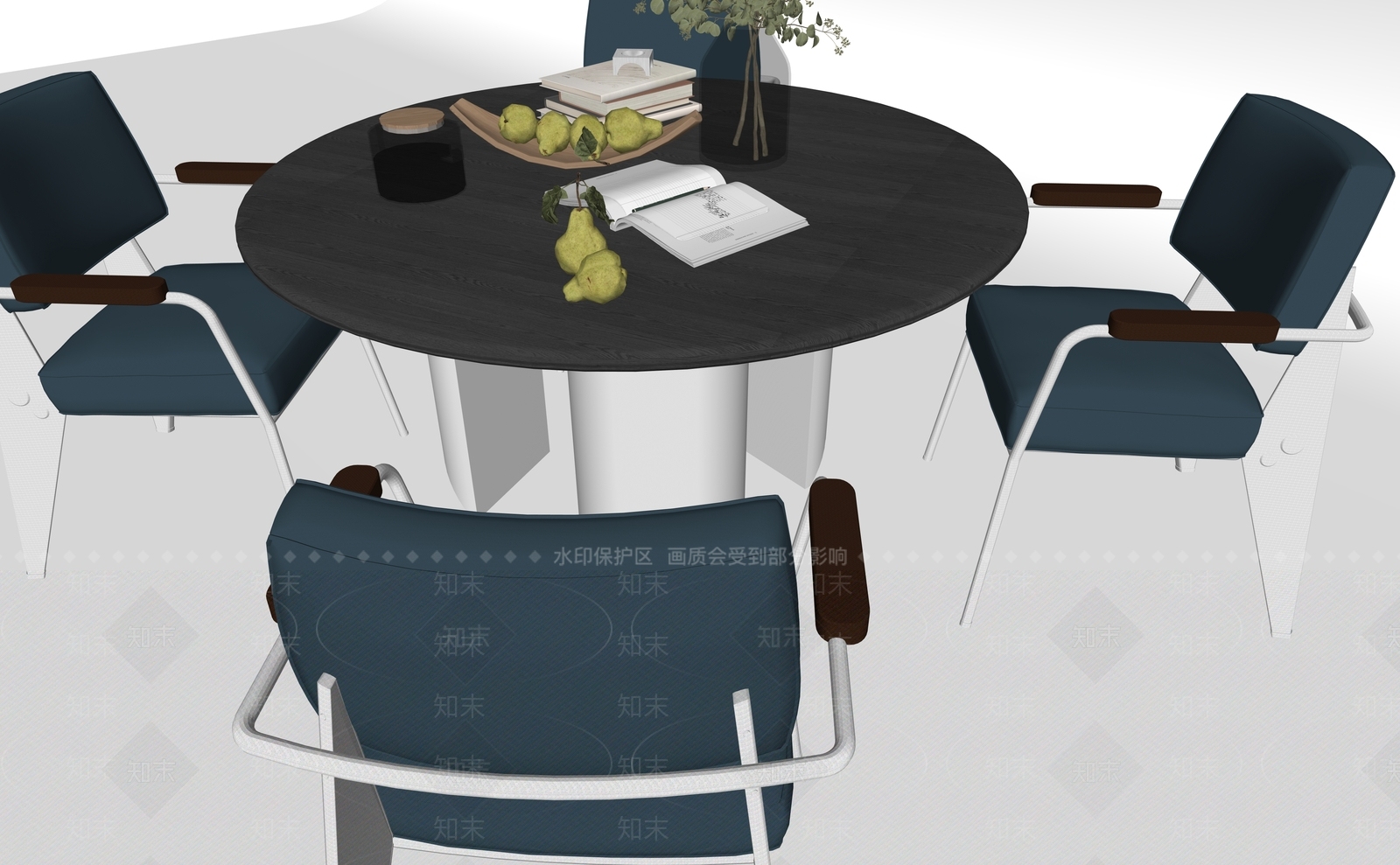 现代新中式餐桌SU模型下载【ID:1186009056】