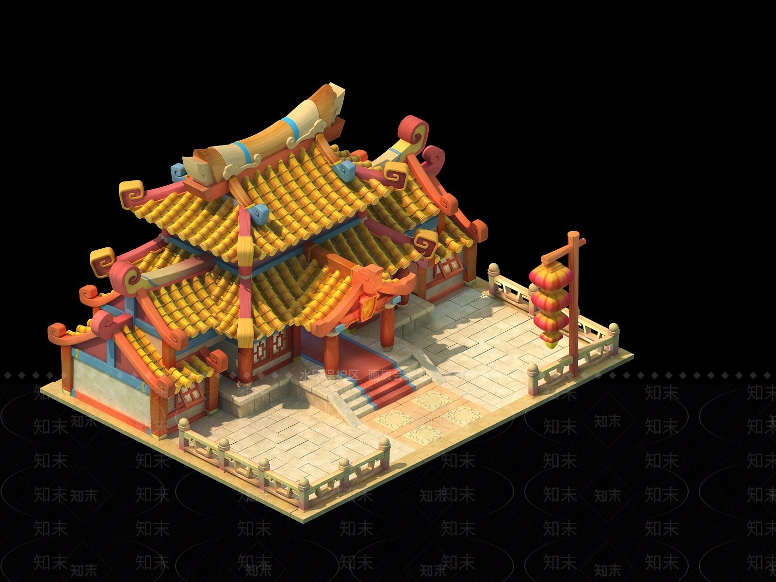 复古中式古建3D模型下载【ID:1186012582】