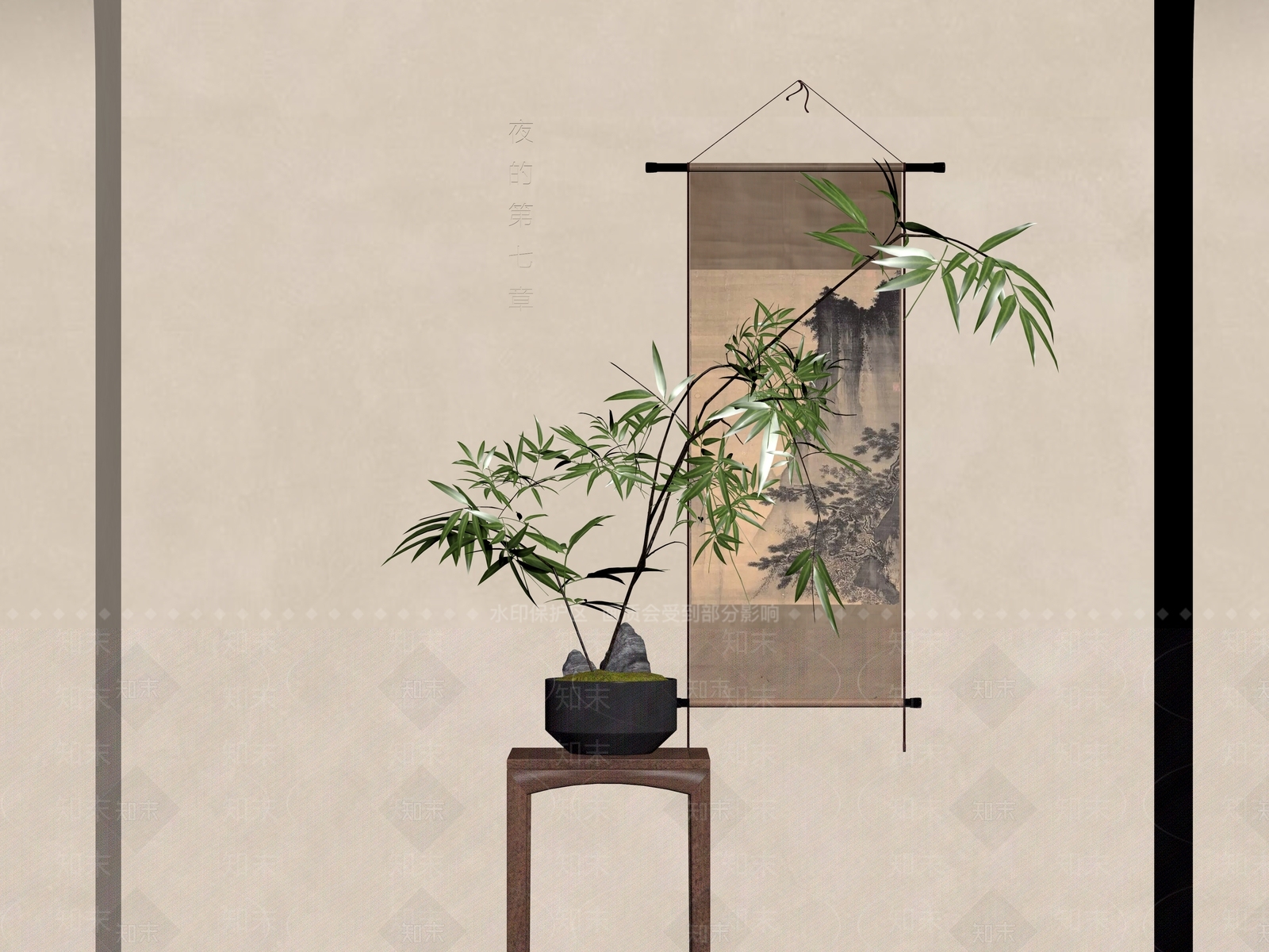 新中式花几SU模型草图