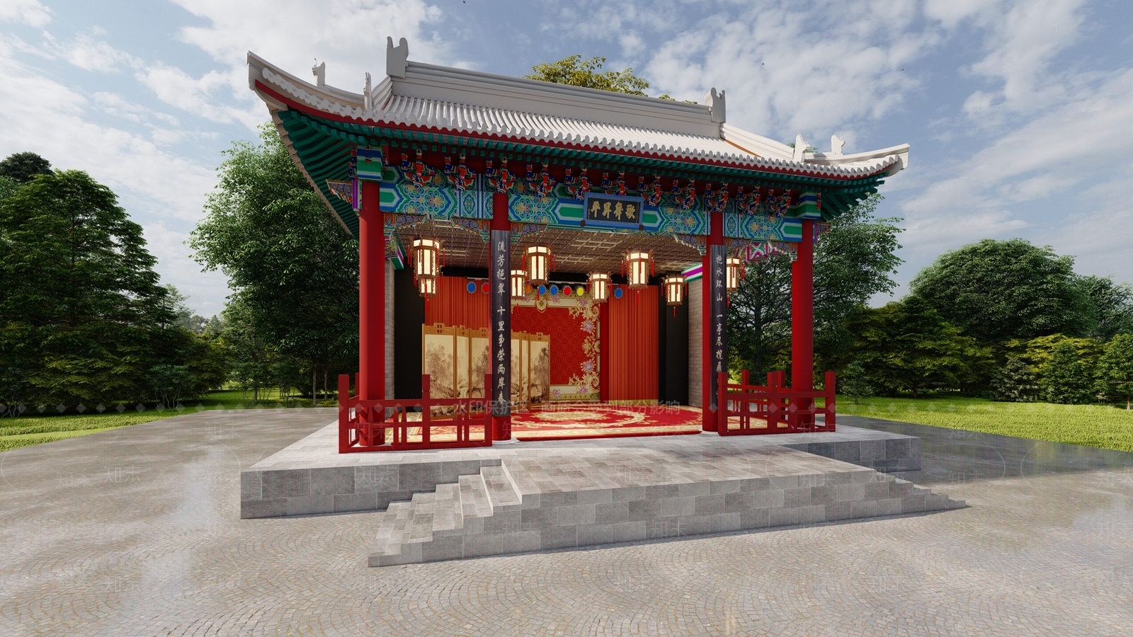 中式古建筑SU模型下载【ID:1186018449】