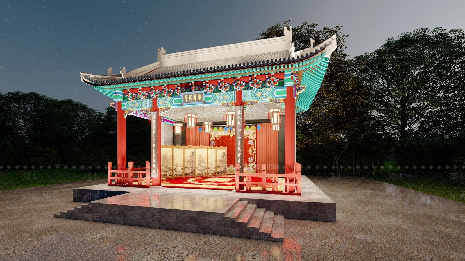 中式古建筑SU模型下载【ID:1186018449】