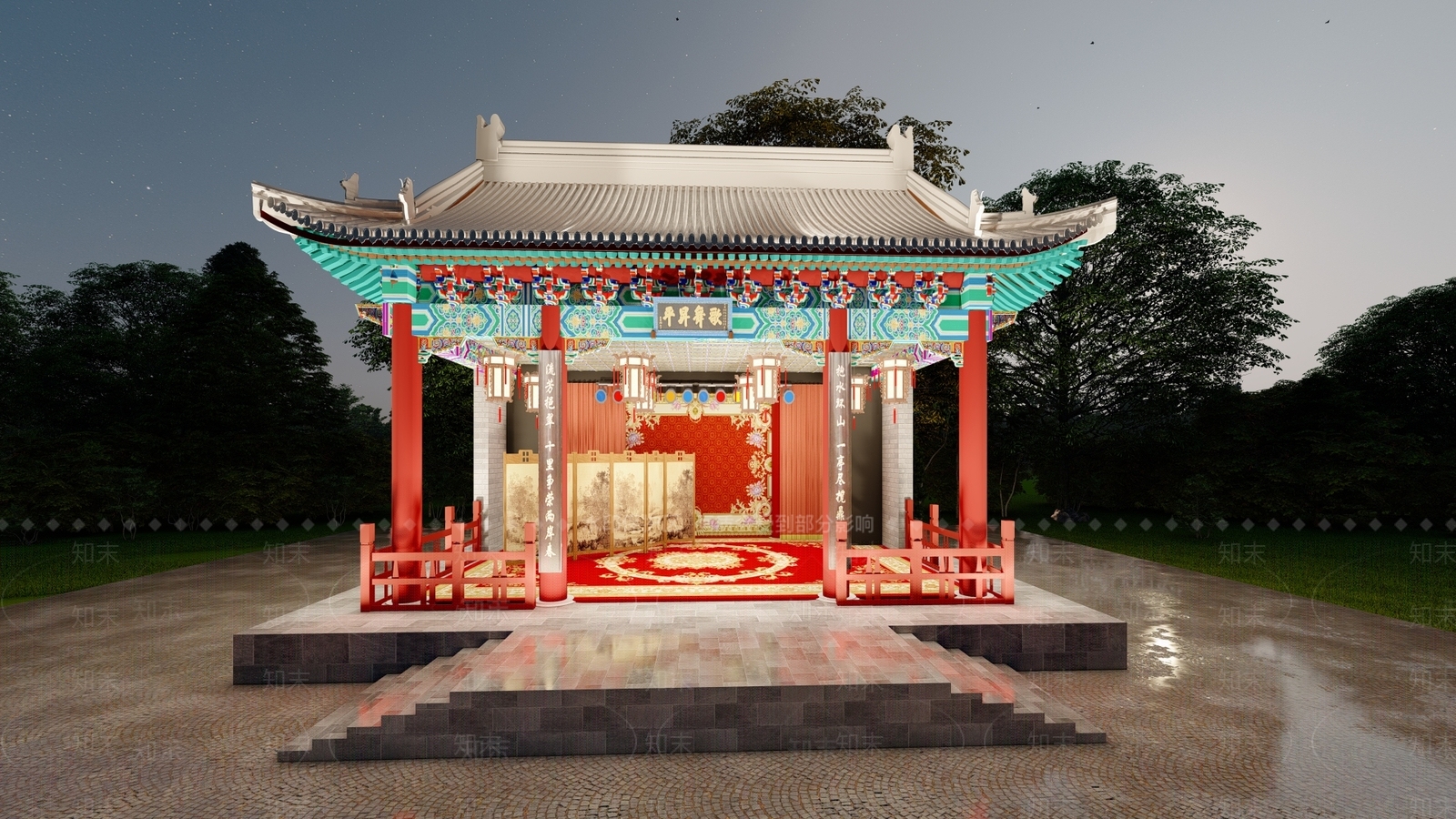 中式古建筑SU模型下载【ID:1186018449】