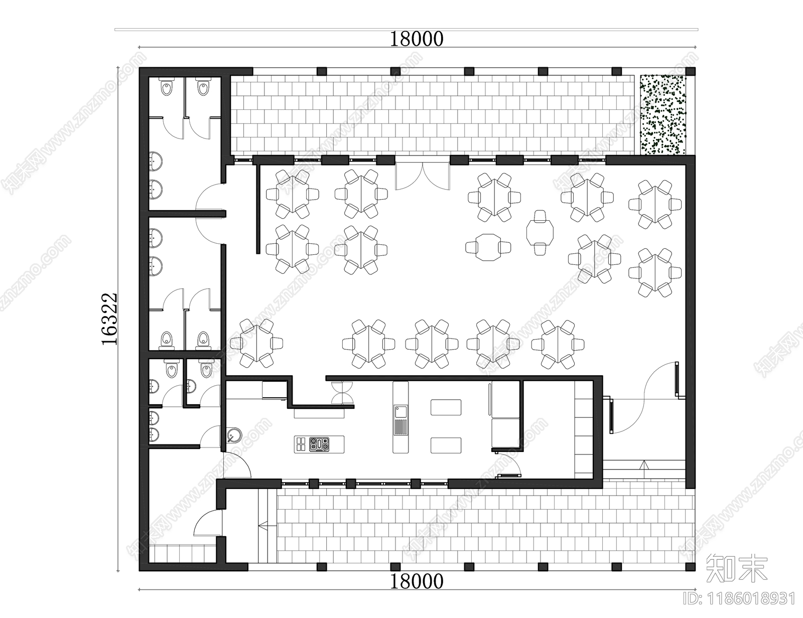 现代西餐厅施工图下载【ID:1186018931】